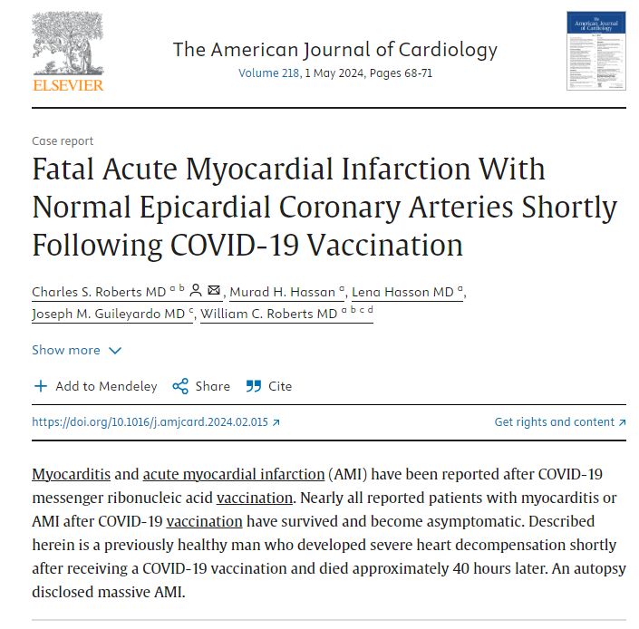 mRNAdeaths's tweet image. Previously healthy 38 year old man DEAD approximately 40 hours after the Moderna mRNA vaccine.
Fatal Acute Myocardial Infarction
He developed nausea, vomiting, and severe chest pain in the first 2 hours