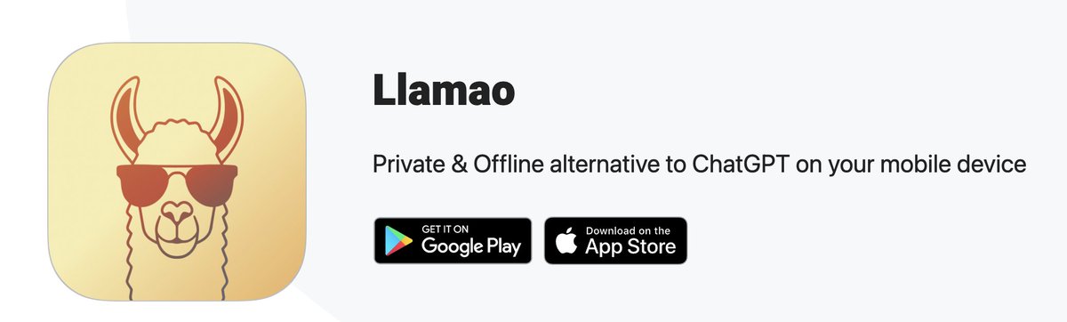 🚨 AI Tool Of The Day 🚨

Llamao, your private, offline AI assistant alternative to ChatGPT. Works on both Android and iOS 

🌐 Fully Offline: Enjoy seamless productivity without needing an internet connection. 

Link 🔗 in my bio and also on our Telegram and Whatsapp Channel