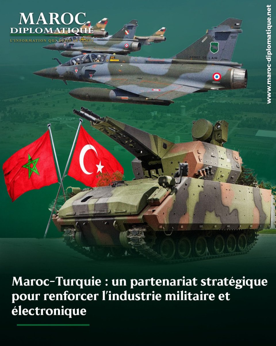 marocdiplomatic's tweet photo. Le Maroc et la Turquie ont signé plusieurs accords de coopération, incluant la collaboration avec ASELSAN, leader turc de la défense électronique.
#MarocDiplomatique #LeMaroc #Turquie #ASELSAN #Coopération #Défense #IndustrieMilitaire #Partenariat https://t.co/QbXZcm1iem