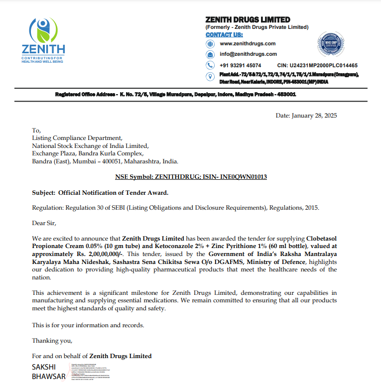 ravibhaumiriya's tweet photo. #ZENITHDRUG Tender Award

#KPIGREEN #JioFin #HCC #NCC #CDSL #IGL #NSE #CDSL #SWIGGY #IEX #NSE #BEL #HAL #BDL #MDL #MCX #BEML #CAMS #IFCI #ONGC #INOXWIND #Suzlon #BEML #GENSOL #SWSOLAR #ZOMATO #DIXON #KALYANKJIL #OLAELEC #IDFCBANK #YESBANK #BAJAJHFL #COALINDIA #BAJEL #JSWENERGY https://t.co/H6cVEWHvDK