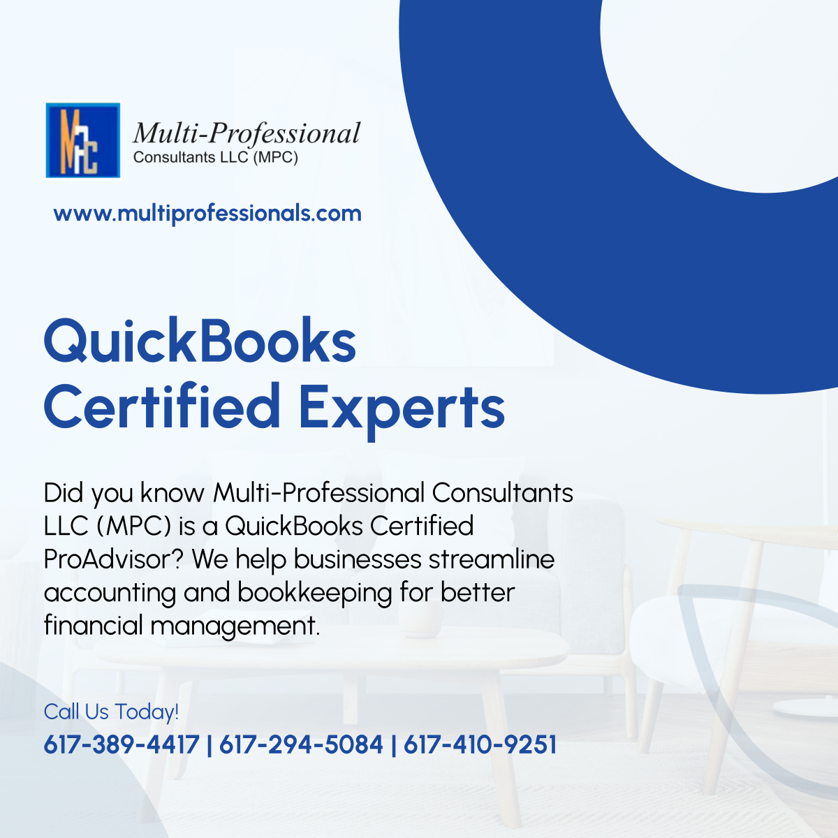 multiproconsllc's tweet image. Fun fact! Multi-Professional Consultants LLC (MPC) is a QuickBooks Certified ProAdvisor. Let us streamline your accounting today. Contact us now! 

#WalthamMA #Consultancy #QuickBooksExperts