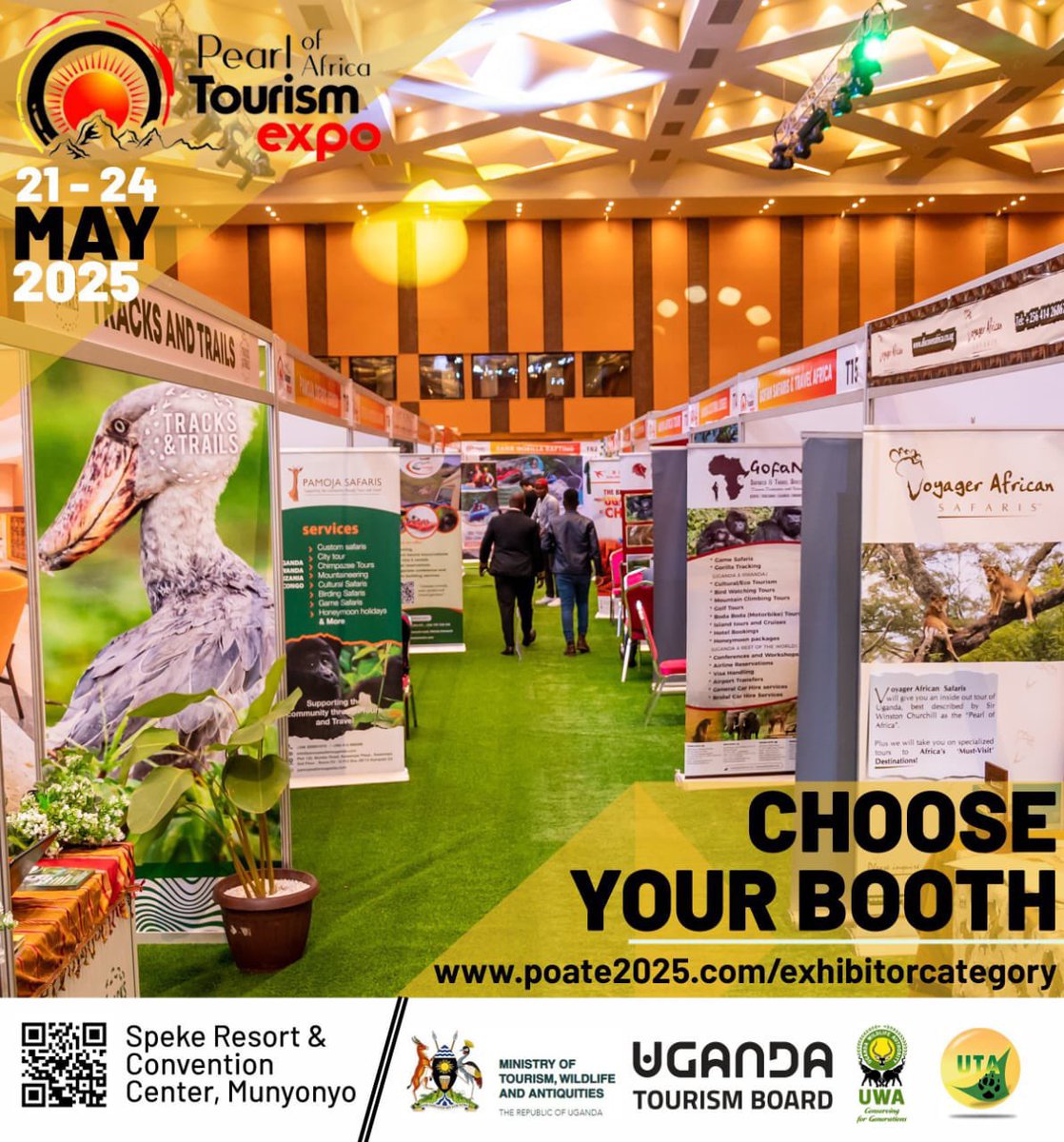 TourismBoardUg's tweet photo. Secure Your Booth at #POATE2025!

Be part of Uganda’s biggest tourism expo! Connect with global buyers, and build impactful partnerships.

📅 21st - 24th May 2025
📍 Speke Resort Munyonyo
🔗 https://t.co/J5Q9pewasy

Limited booths available!

#ExploreUganda https://t.co/REYmPdjFXk
