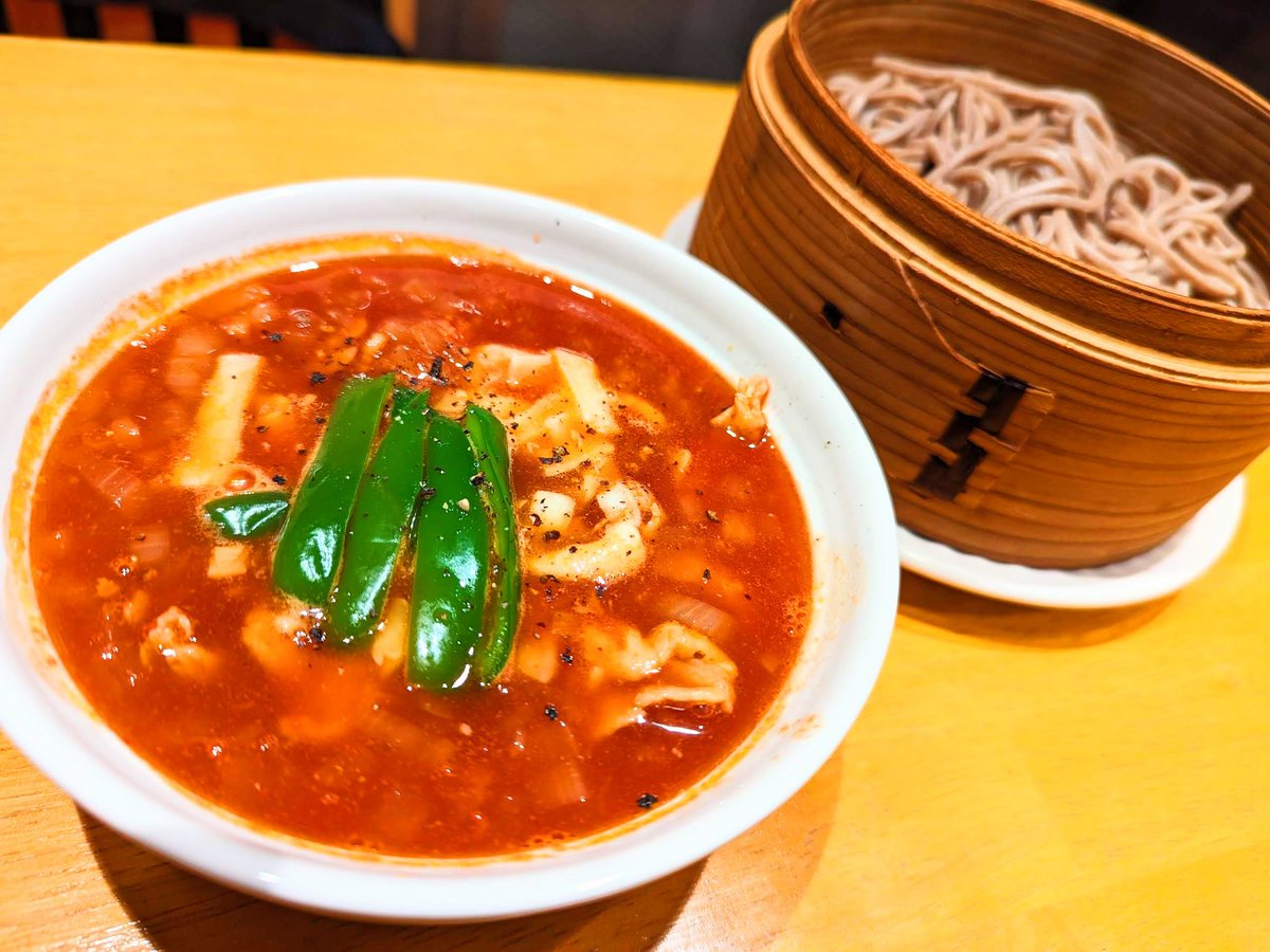 nomiyakimagure's tweet photo. 「 蒸し蕎麦　豚トマトつけそば 」
トマトの旨味、肉多め
蒸された蕎麦はモチッと食感
””呑処 きまぐれ””
#せいろ蒸し と #日本酒 の #居酒屋
※全席 #禁煙※ 
⬅️店舗詳細はアカウントページへ⬅️
#香里園 #寝屋川市 #蒸し料理 
#蒸籠 #禁煙居酒屋 #地酒 #静かに飲みたい https://t.co/Nx400cPaw7