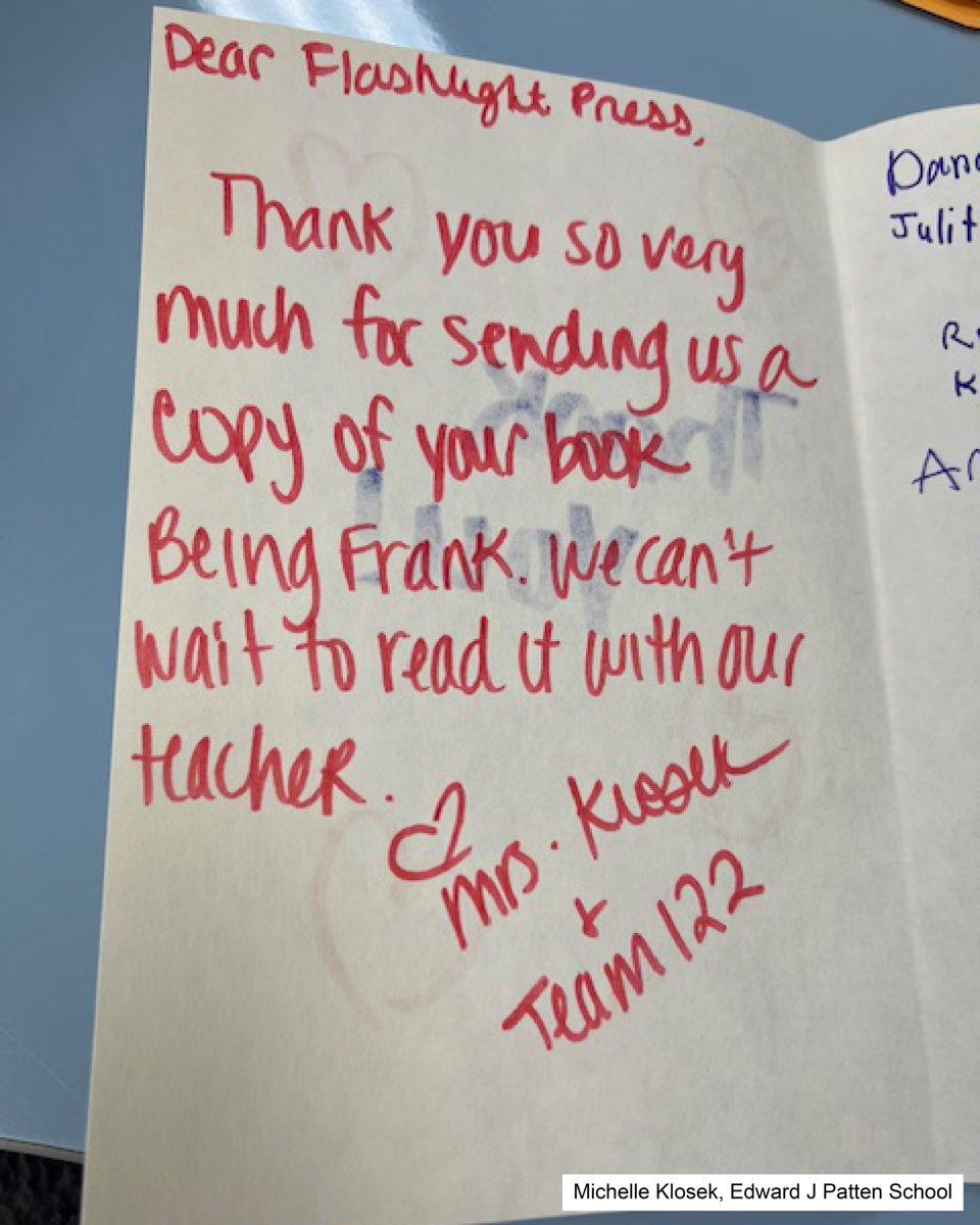 FlashlightPress's tweet photo. We just donated Being Frank—a funny picture book about learning to be honest without being blunt—to a 3rd grade class in NJ! Can’t wait for the laughs and lessons as they learn to speak the truth with kindness!
#FunnyBook #BookDonation #3rdGradeReaders @IPGbooknews @DEarnhardt72 https://t.co/a2JUlof6ii