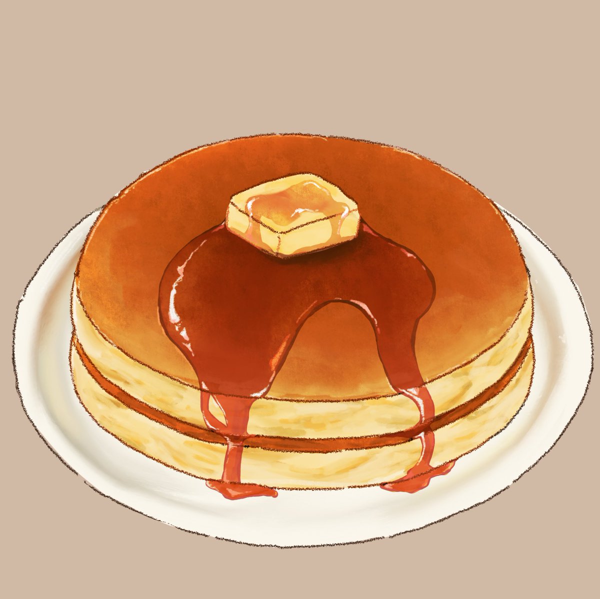お久しぶりの投稿です！！
去年の3月に描いたホットケーキ🥞🥞
#食べ物イラスト #イラスト