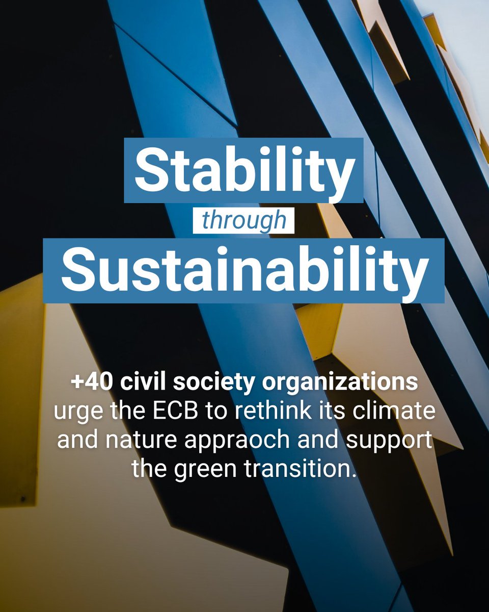 PositiveMoneyEU's tweet photo. 🔵 The 2025 @ecb monetary strategy review is a key moment to act on #ClimateChange.
With 40+ civil society orgs, we call on the #ECB to integrate lessons from its first #ClimateRoadmap & take bold action for price & financial stability.
Why? 🧵⬇️ https://t.co/b5Ewd5U6TX