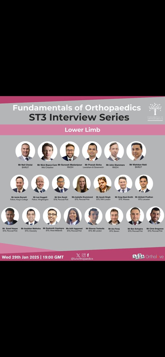 Fundamentals of Orthopaedics (@funorthopaedics) on Twitter photo Tomorrow we're covering lower limb 🦵🦵🦵!!
19.00 GMT!!! Sign up via the link below
tinyurl.com/funorthost32025
<a href="/PottRotation/">The Percivall Pott Orthopaedic Club</a> <a href="/borg_bristol/">Bristol Orthopaedic Registrar Group</a> <a href="/selondonortho/">South East London Orthopaedics</a> <a href="/OSBONE12/">OSBONE</a> <a href="/EMS_LOTA/">Leicester Orthopaedics Trainee Association</a> <a href="/WessexOrtho/">Wessex Ortho Learning Forum</a> Tomorrow we're covering lower limb 🦵🦵🦵!!
19.00 GMT!!! Sign up via the link below
tinyurl.com/funorthost32025
<a href="/PottRotation/">The Percivall Pott Orthopaedic Club</a> <a href="/borg_bristol/">Bristol Orthopaedic Registrar Group</a> <a href="/selondonortho/">South East London Orthopaedics</a> <a href="/OSBONE12/">OSBONE</a> <a href="/EMS_LOTA/">Leicester Orthopaedics Trainee Association</a> <a href="/WessexOrtho/">Wessex Ortho Learning Forum</a>