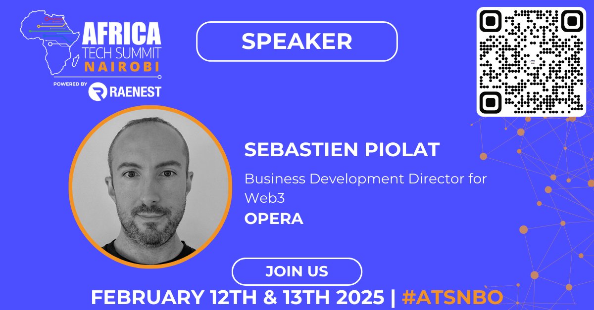 AfricaTechSMT's tweet photo. Africa Tech Summit Nairobi Feb 12th – 13th 2025. Delighted to have @v_calmon from @MentoLabs, Daniel Kimotho (@0xdanielK)
 from @Celo, and Sebastien Piolat from @opera, moderated by Duncan Muchangi from @fonbnk1 join us for the "Stablecoins in Africa: Stability & Innovation Powering Digital Payments" session. Be part of the conversation with 2000+ leaders shaping Africa’s future. Get your ticket now! #ATSNBO https://t.co/6UCTKDAzG0
