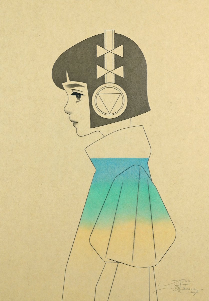 個展作品 「Tone-凪-」2024年 227×158mm クラフト紙に鉛筆、色鉛筆