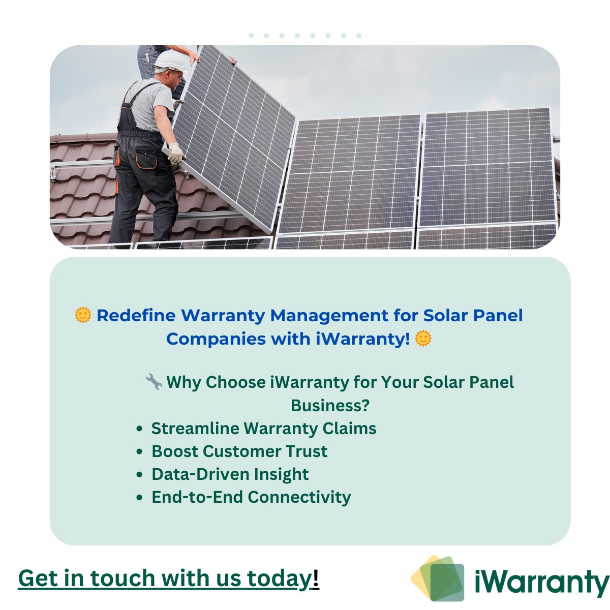 🌞 Redefine Warranty Management for Solar Panel Companies with iWarranty! 🌞 Ready to optimise your warranty management? Let’s talk! 

🔗 eu1.hubs.ly/H0g82SW0

#SolarPanels #WarrantyManagement #CleanEnergy #CustomerSatisfaction #Efficiency #Innovation  #Sustainability