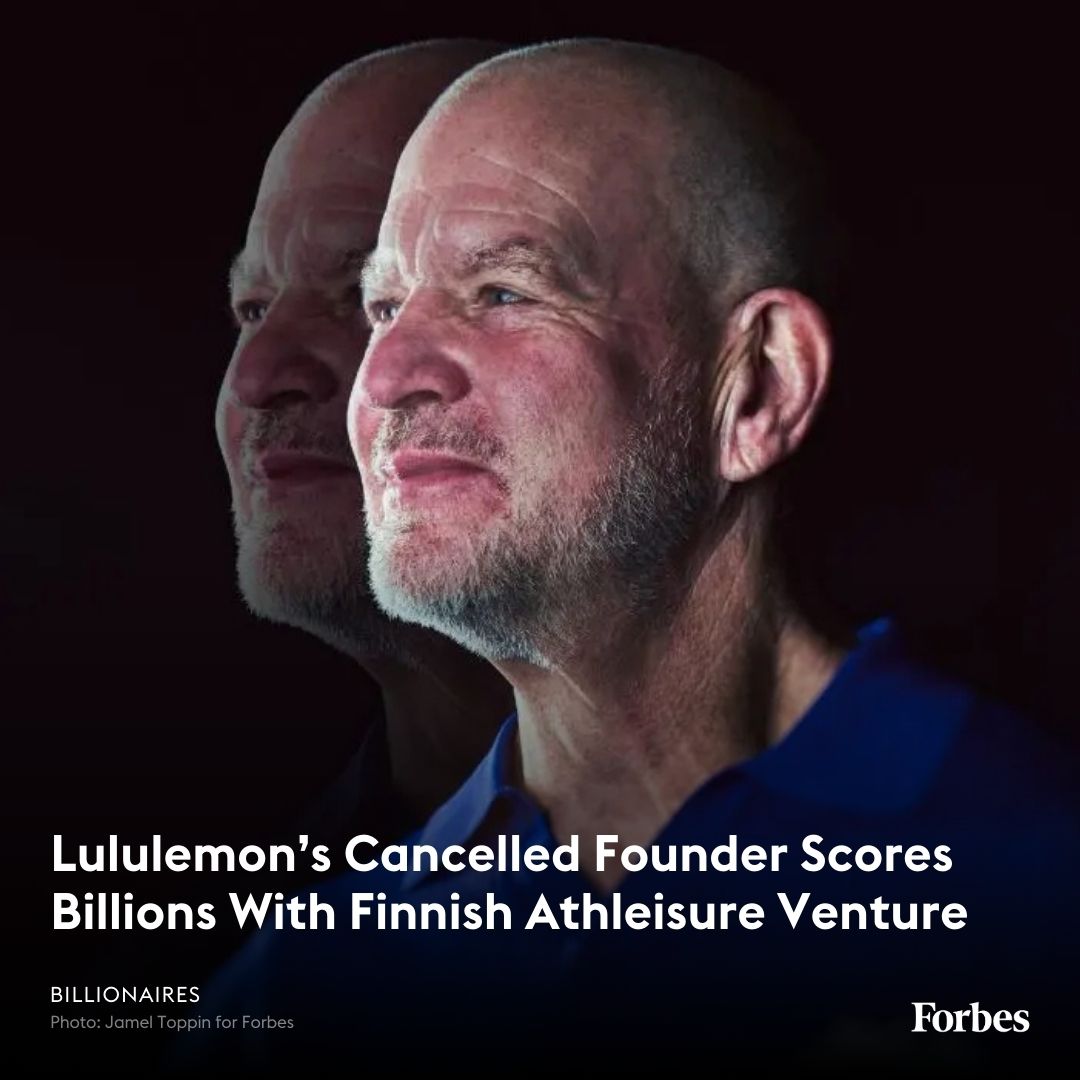 Forbes's tweet photo. Five years ago, billionaire Chip Wilson bet big on Amer Sports, the parent company of such brands as Arc’teryx, Salomon and Wilson. His stake has since ballooned in value–and is on the verge of eclipsing the worth of his Lululemon shares. 

Full story: https://t.co/khnDFcGxOb https://t.co/9M7zotOKmB