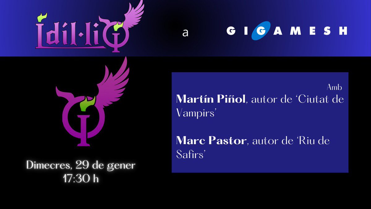 GigameshCat's tweet photo. 🗓️ Dimecres 29 a les 17:30h #IdiliQ s'estrena al Temple amb dos convidats de luxe: en @martinpinol i en Marc Pastor @DoctorMoriarty 🧄🌴

📻 Un programa en directe conduït per @KMadrid_Ribas 🎙️

🏛️ Vine (Bailèn, 8) o segueix-nos 👇🏽 

https://t.co/NtKEZHjoiT https://t.co/Y1fbFrgsvf