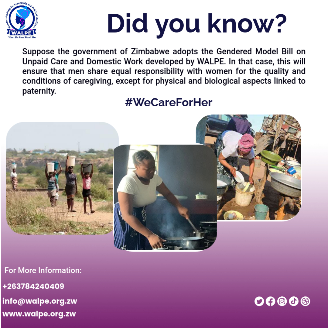 WalpeAcademy's tweet photo. #ModelBills: Suppose the government adopts the Gendered Model Bill on Unpaid Care and Domestic Work developed by WALPE. What are the advantages?
#WeCareForHer https://t.co/dIrKKzl6Lm