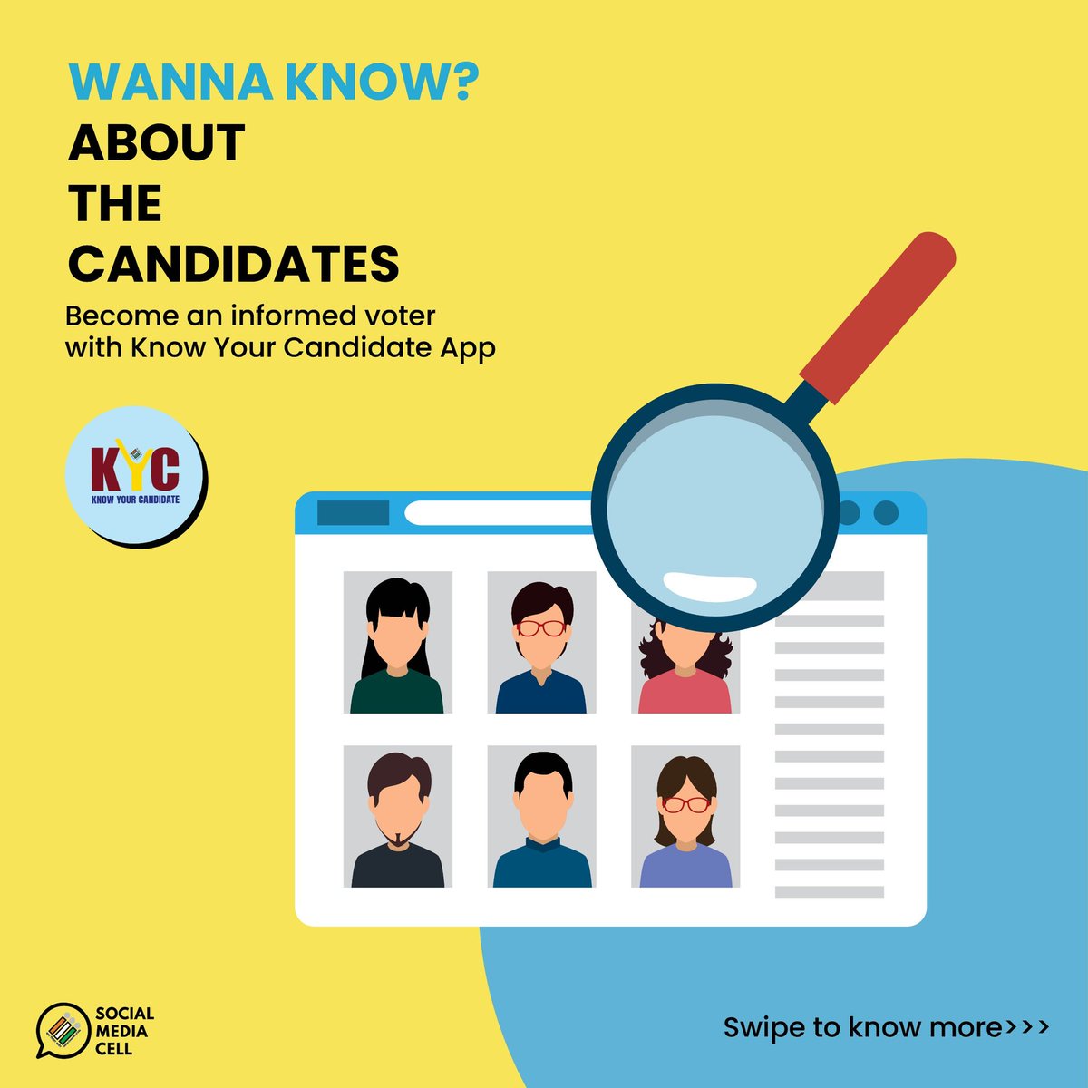 ECISVEEP's tweet photo. Be an informed voter! 🔍 Find out more about the candidates with the KYC app!
Download now ⏬
#ECIApps #KYC #DelhiDecides #AssemblyElections https://t.co/752RXzHeRn