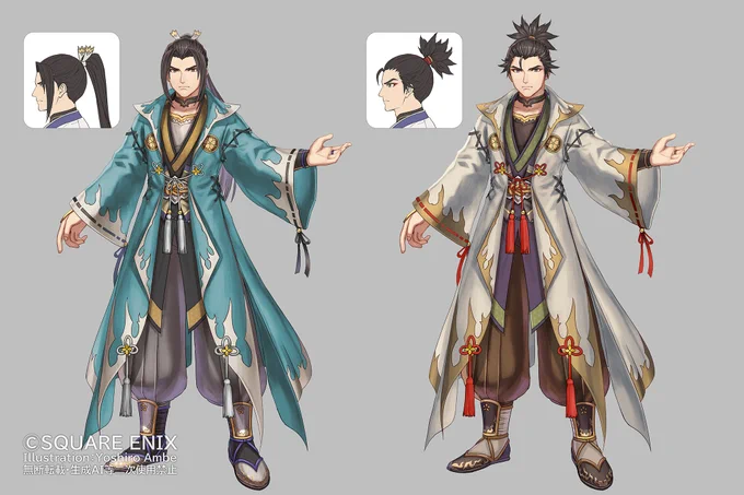 『ロマサガ2リメイク』イーストガード(ジュウベイ他)"侍"じゃないのが面白いところ。各キャラ名こそ日本風ですが、町の名前は中国風だったり、衣装は武侠物っぽかったり、所謂"東の国"というやつなんですよね。威力度外視で刀状の武器を持たせたくなります。#ロマサガ2R #リベンジオブザセブン 