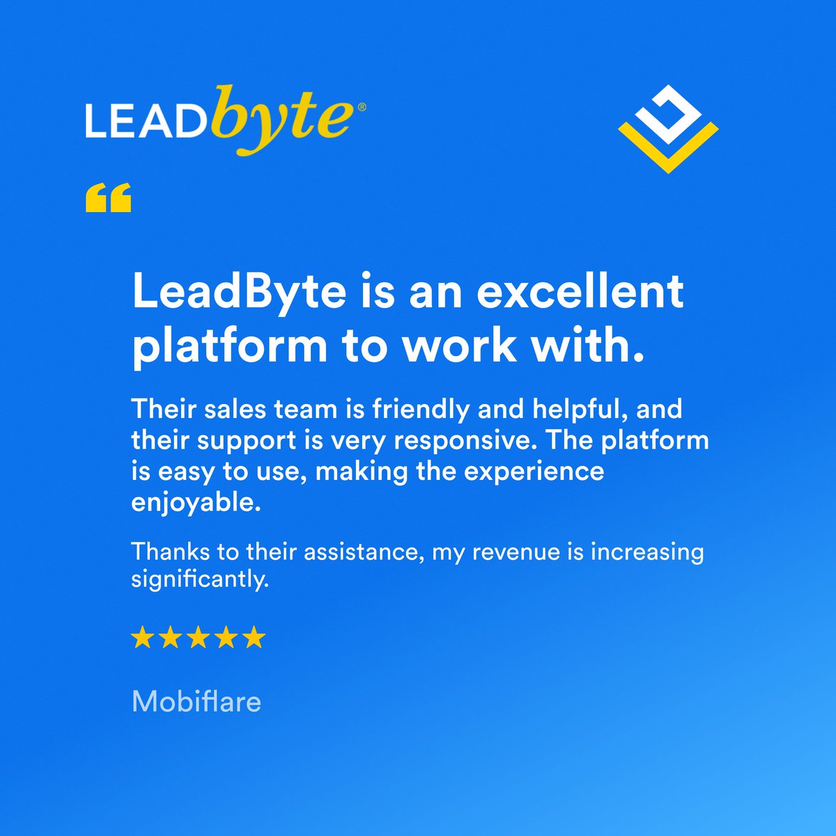 Discover why Mobiflare is thrilled to be working with us! 🚀
#CustomerLove #LeadByte 
leadbyte.co.uk