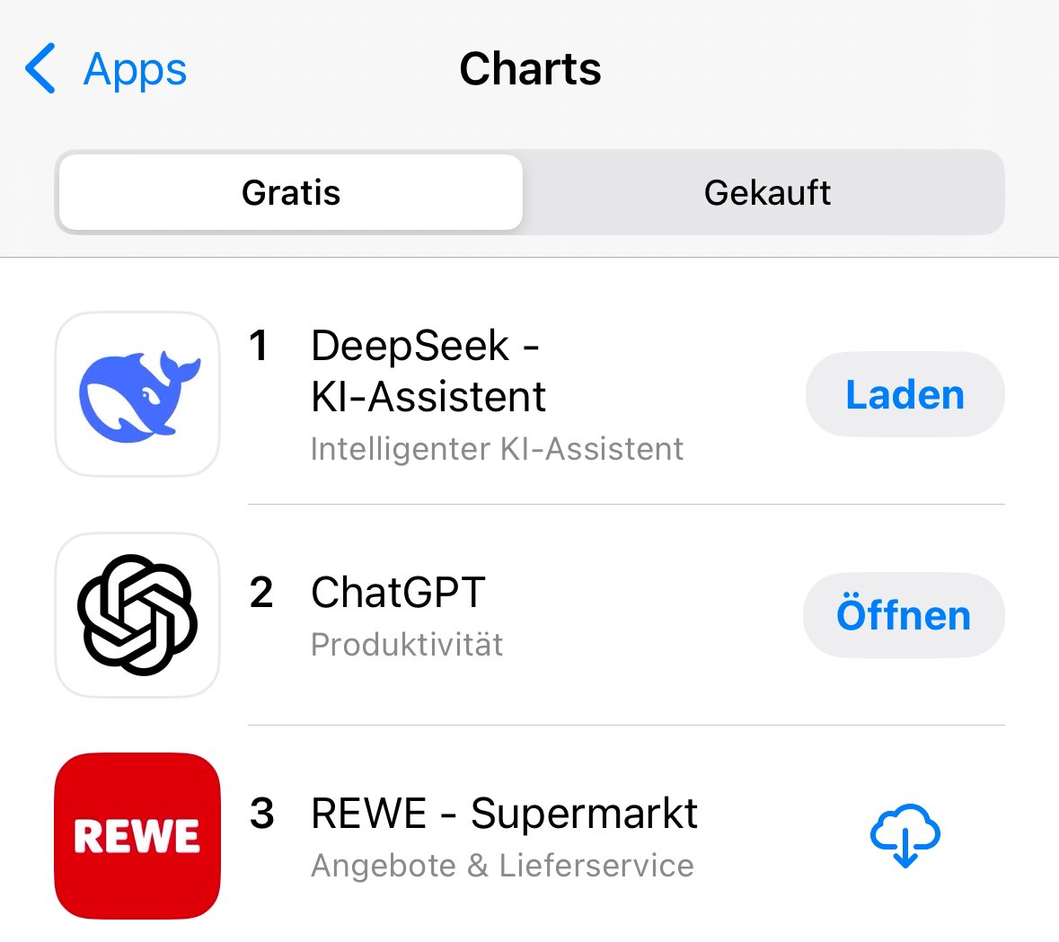 Die Deutsche sollen mir nie wieder die Ohren wegen Datenschutz vollheulen. 

Wir hatten wegen diesen Leuten, die jetzt eine chinisische KI mit ihren Daten füttern, jahrelang kein Google Street View. #DeepSeek