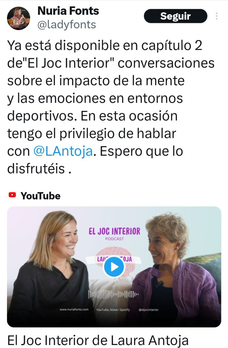 Los podcasts “el joc interior” de Nuria Fonts, coach que estuvo con nosotras en el 2ndo torneo Cabo Mar “juega como una chica”. Son muy interesantes de escuchar, y los recomendamos totalmente. 

<a href="/ladyfonts/">Núria Fonts | Play the Mind</a>
