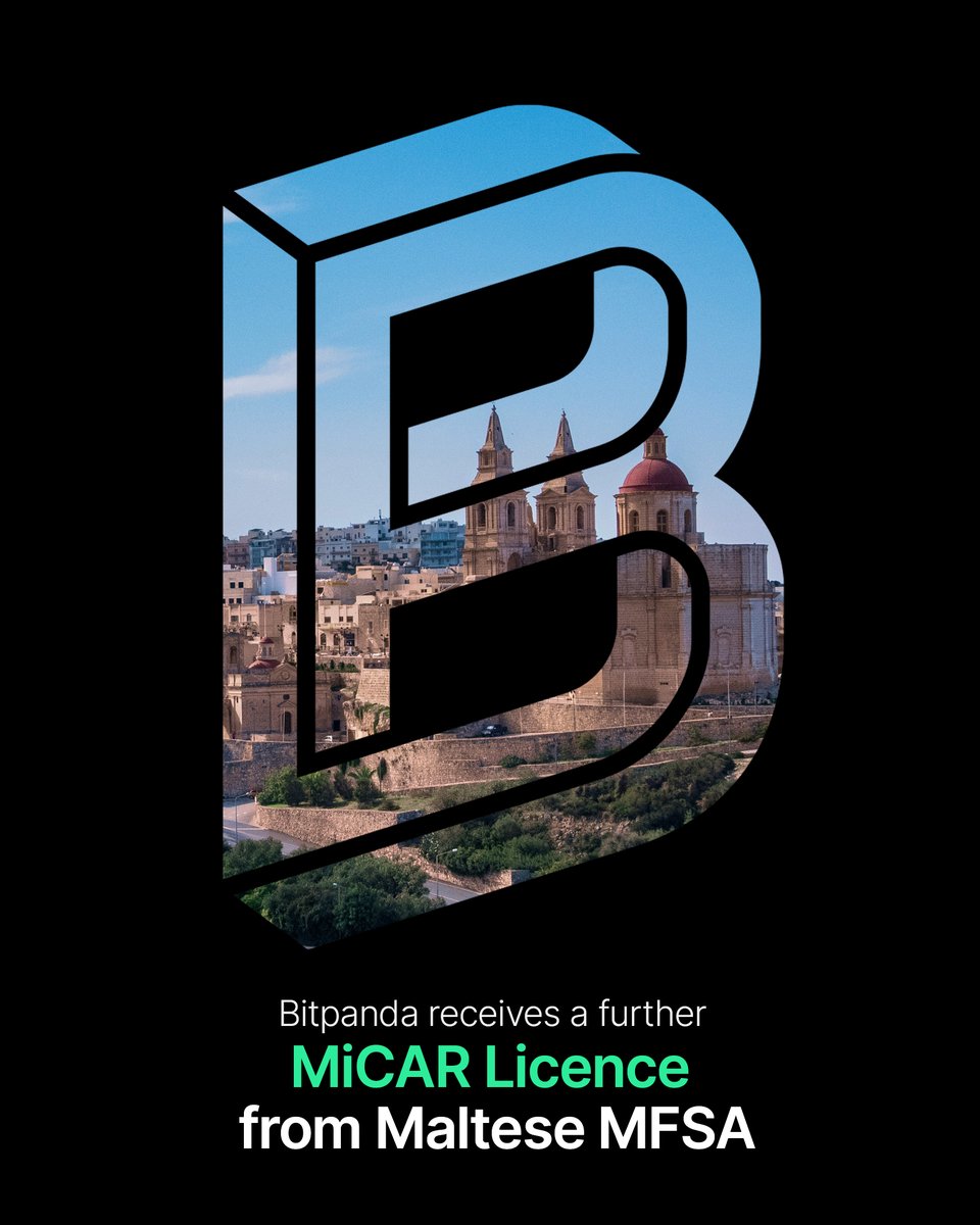 Bitpanda secures another MiCAR license, this time from the Maltese MFSA! 🇲🇹

With MiCAR as our foundation, we’re expanding across Europe and proving once again: Bitpanda is Europe’s most secure and well-regulated crypto platform. 🌍✨

And that's not all - stay tuned for more