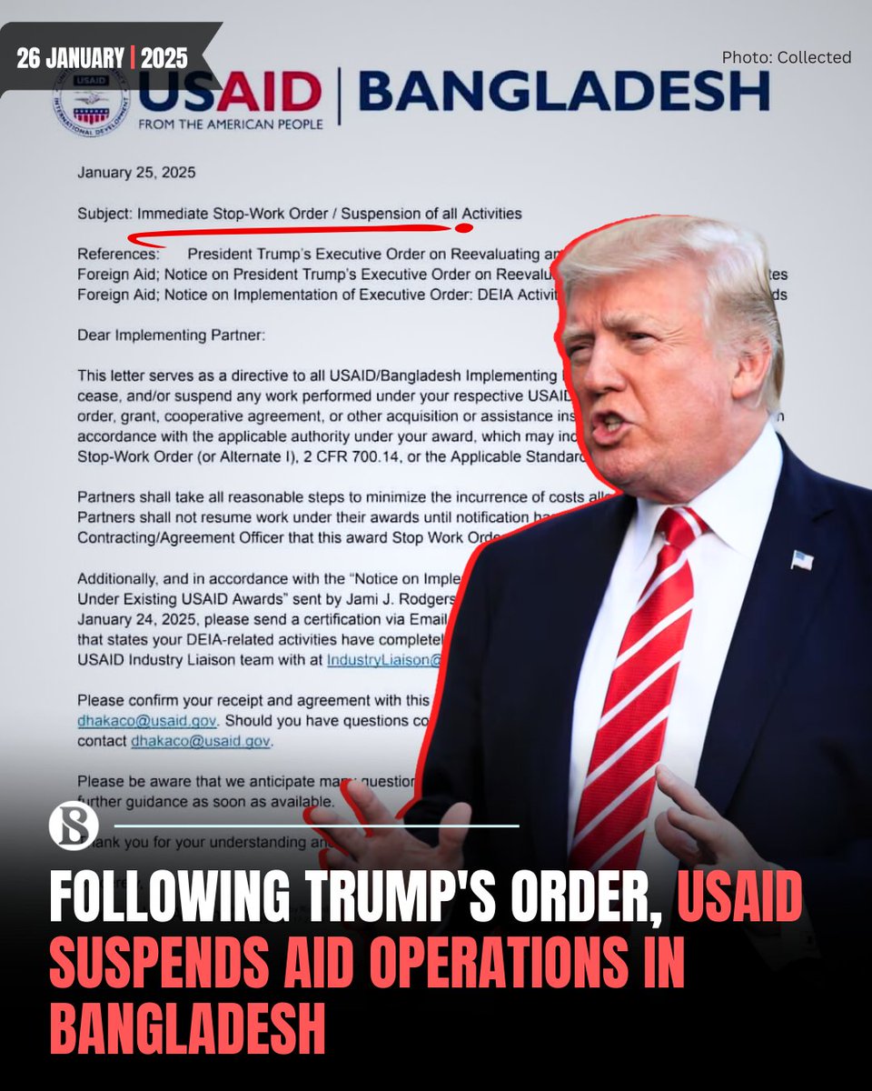 Modified_Hindu9's tweet photo. @POTUS ने बांग्लादेश को #USAID सहायता निलंबित कर दी है। स्वाभाविक रूप से, ट्रंप का अमेरिका मुहम्मद यूनुस और इस्लामवादियों, जिहादियों और खिलाफत-समर्थकों को धन नहीं देगा।

आगे क्या होगा?

#Bangladesh पर सेना सहित पूर्ण प्रतिबंध। https://t.co/fKmoONy4JA