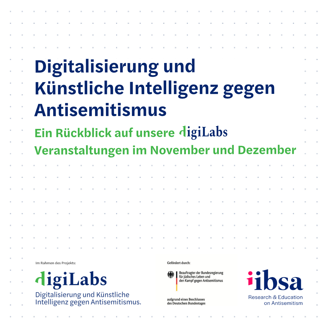 iibsa_org's tweet image. Unser Projekt #digiLabs beschäftigt sich mit #Digitalisierung und #KünstlicherIntelligenz gegen #Antisemitismus. Dafür haben wir im November und Dezember 2024 mehrere Expert:innen für Veranstaltungen eingeladen.