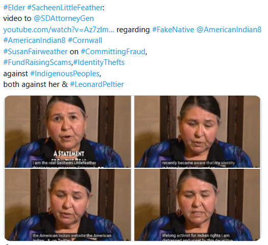 SRAntiFascism's tweet photo. @SR_AntiFascism @birgitomo @AmieVarley @CdnHumanRights @MRUAntiRacism @NorResist @Italiantifa @CarlFaehrmann @KanahusFreedom @Indigenous_ca @ArticulateDinos @SDAttorneyGen @AmericanIndian8 @stophateuk @RealPeltierHQ @ClimateChangeOb @Survival @survivalesp @SurvivalBrasil @TribalWater @brightonanti @CornwallResists @DLamontJenkins Typos, IndiginousWomen
IndiginousWoman meant
#IndigenousWomen,
#IndigenousWoman #IndigenousActivist
#SacheeenLittleFeather,
also #CornWallEngland @AmericanIndian8
#AmericanIndian8>Susan FairWeather<
is white #Fraudster
that is #RippingOff #IndigenousPeople
https://t.co/oyofxMIs0y https://t.co/96CT8xYut1