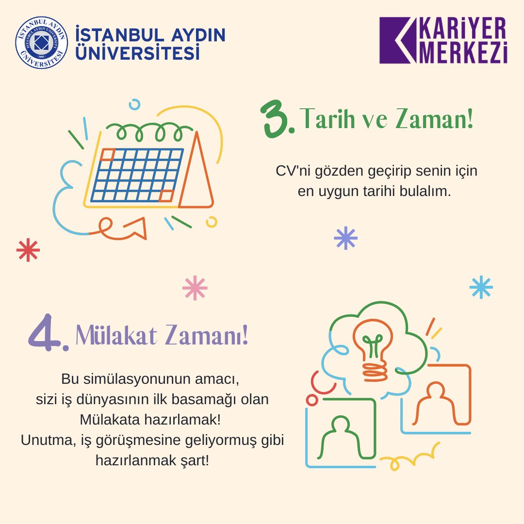 🎉Mülakat Simülasyonuna Katılmak İster misin?
✨Bu simülasyonun amacı, sizi iş dünyasının ilk basamağı olan Mülakata hazırlamak!
✨Son sınıf öğrencilerine öncelik verilecektir.
✨Başvuru için görseldeki adımları takip edebilirsiniz!
<a href="/drmaydin/">Prof. Dr. Mustafa AYDIN</a> 
<a href="/IAUKampus/">İstanbul Aydın Üniversitesi</a> 
<a href="/iausem/">İAÜ SEM</a> 
@iaumedofficia