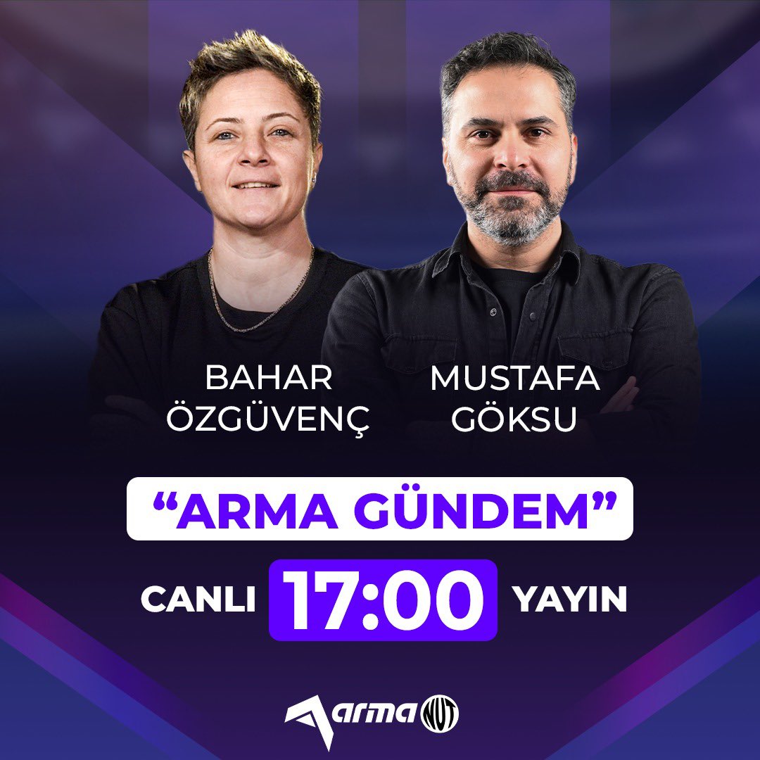 Arma Sports (@armasportstv) on Twitter photo ARMA GÜNDEM BUGÜN SAAT 17:00’de CANLI YAYINDA!
<a href="/baharozguvenc/">Bahar ÖZGÜVENÇ</a> ve <a href="/MustafaGoksuX/">Mustafa Göksu</a> Arma Gündem’de Fenerbahçe, Galatasaray, Beşiktaş ve gündeme dair tüm gelişmeleri, Türk futbolundaki gidişatı ve transfer gündemini saat 17:00’de canlı yayında masaya yatırıyor.👇👇 ARMA GÜNDEM BUGÜN SAAT 17:00’de CANLI YAYINDA!
<a href="/baharozguvenc/">Bahar ÖZGÜVENÇ</a> ve <a href="/MustafaGoksuX/">Mustafa Göksu</a> Arma Gündem’de Fenerbahçe, Galatasaray, Beşiktaş ve gündeme dair tüm gelişmeleri, Türk futbolundaki gidişatı ve transfer gündemini saat 17:00’de canlı yayında masaya yatırıyor.👇👇