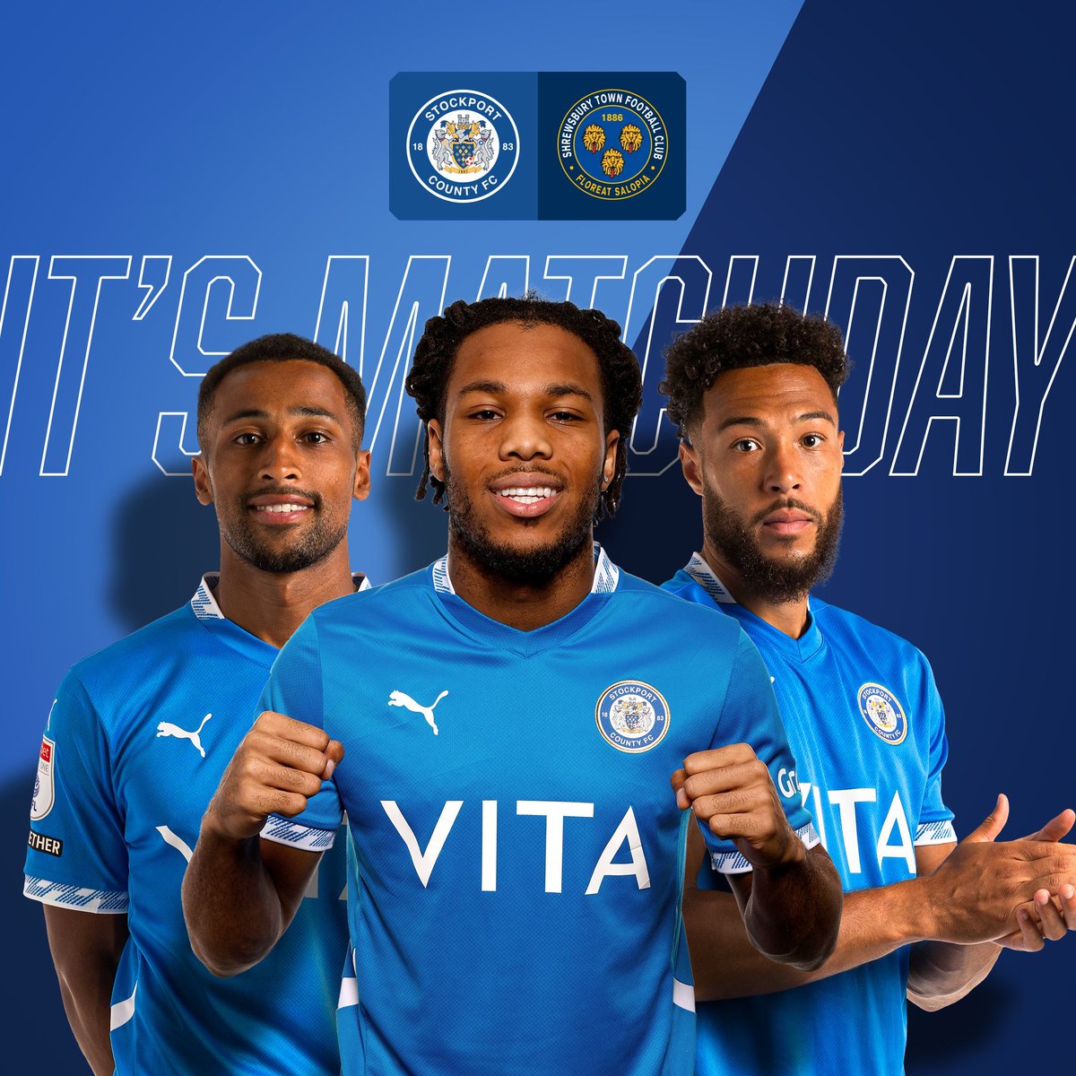 IT'S MATCHDAY! 🔵⚪️

Join us under the lights at Edgeley Park tonight, as we look for a third win on the bounce against Shrewsbury Town 👊

#StockportCounty