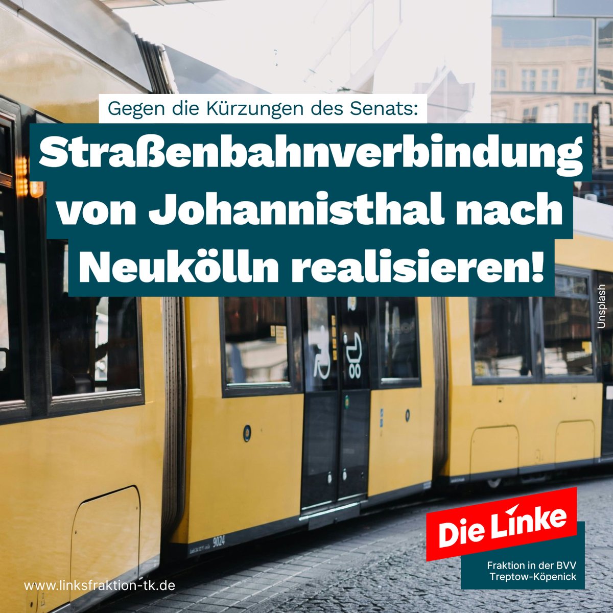 linksfraktiontk's tweet photo. Durch die Kürzungen des Senats sind auch einige wichtige Infrastrukturprojekte betroffen. Die Straßenbahnlinie von #Johannisthal nach #Neukölln ist ebenfalls der Streichung zum Opfer gefallen. Das Bezirksamt soll sich dafür stark machen, dass diese geplante Verbindung.. https://t.co/XF7SKvV10A