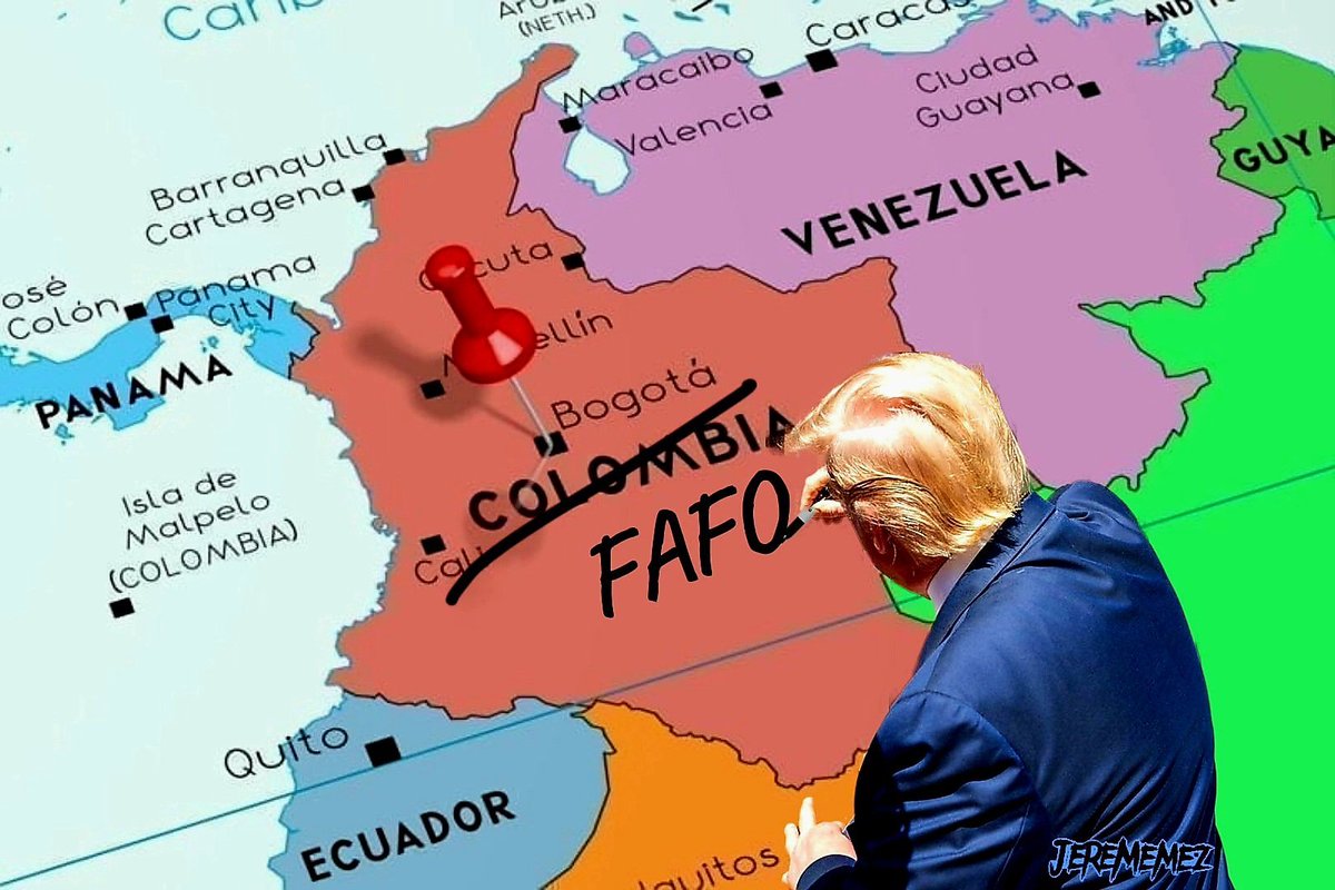 VirginiePerez15's tweet photo. FAFO : Fuck Around, Find Out!.  "Celui qui m'emmerde le regrettera".  C'est le nouveau slogan de Trump depuis son histoire avec la Colombie. Le Président colombien Gustavo Petro  avait  essayé de lui tenir tête sur la question de la Remigration. Résultat? Gustavo Petro a cédé au bout de quelques heures et maintenant il envoie ses propres avions pour récupérer ses migrants!