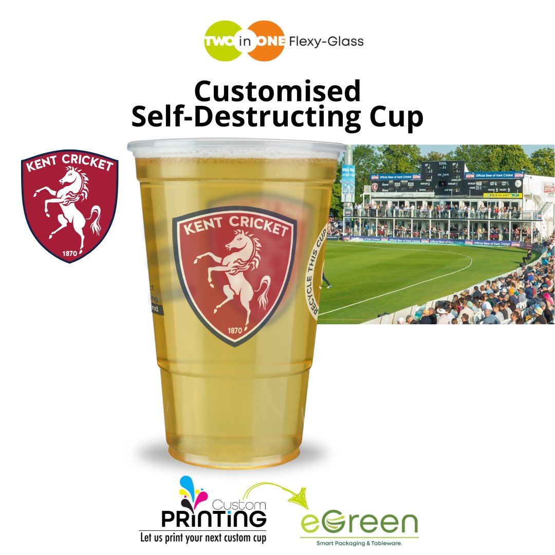egreen_uk's tweet image. Let us help you create your next custom TWOinONE Flexy-Glass. Here's an example of Kent Cricket Club's custom-printed TWOinONE cup—perfect for promoting your brand while championing sustainability.

📧 sales@egreen.co.uk | 📞 020 8646 0456
#SelfDestructCup #TWOinONE