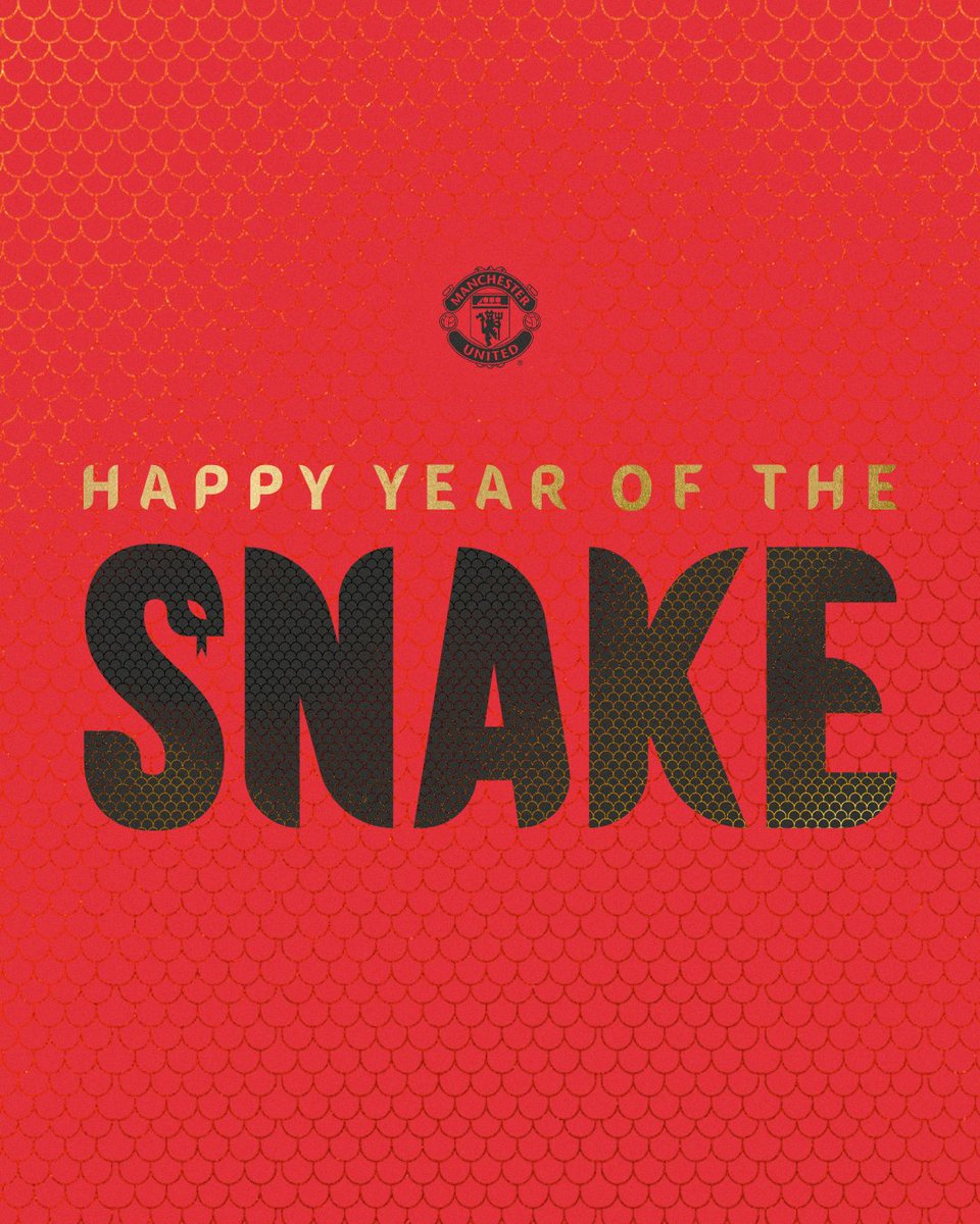 ManUtd's tweet photo. Happy Year of the Snake! 🐍✨

Wishing you a year filled with wisdom and prosperity ❤️

#MUFC || #LunarNewYear https://t.co/GbhZSbXilP