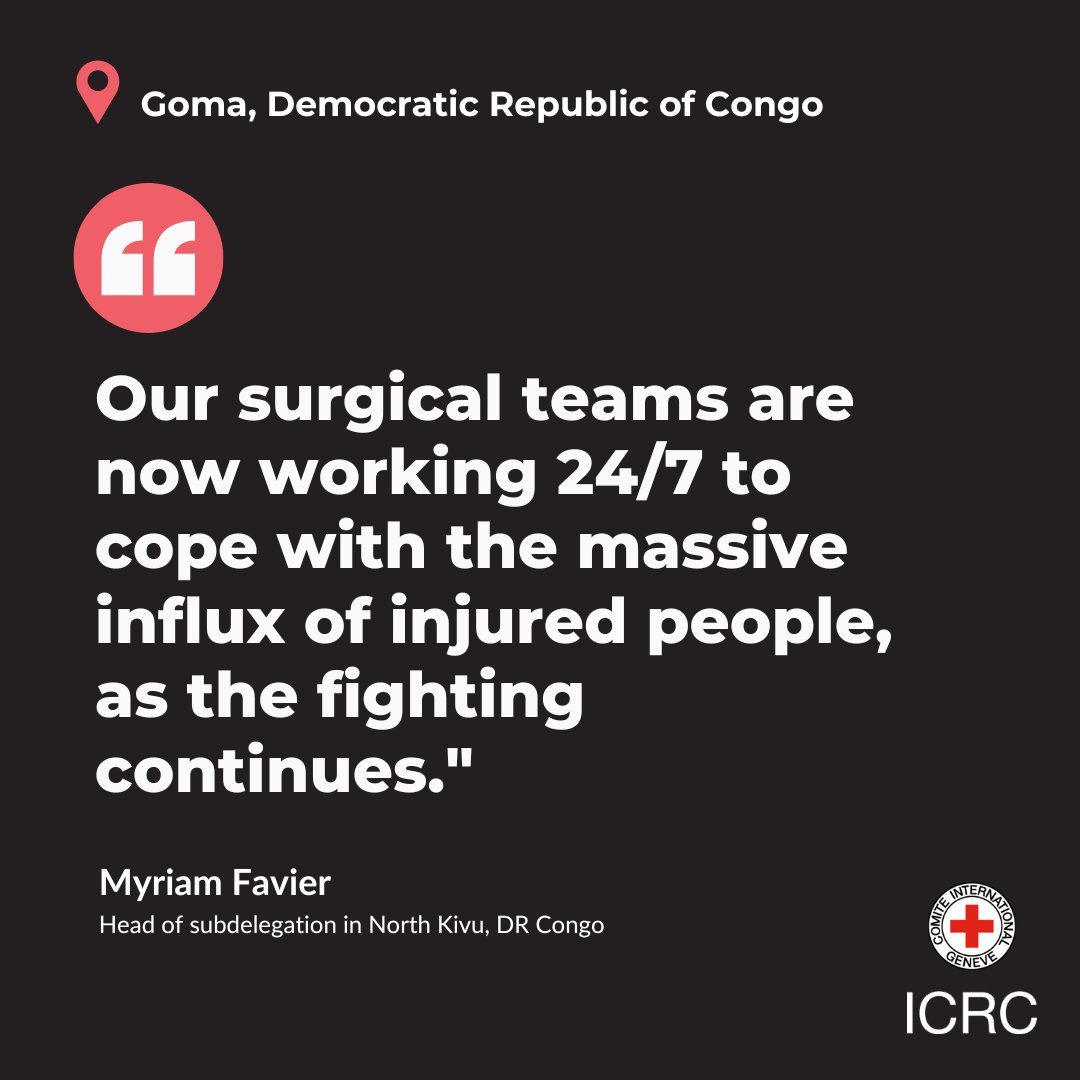 📍 Democratic Republic of Congo | The security situation is deteriorating in Sake, near Goma. Our medical teams at the CBCA Ndosho Hospital have faced a massive influx of wounded. 

Myriam Favier, head of subdelegation in North Kivu, shares 👇🏽