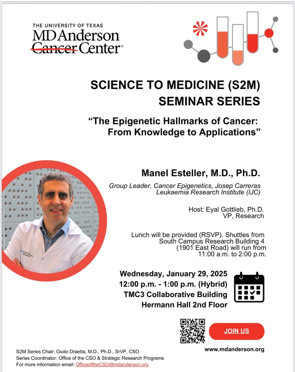 Manel Esteller (@manelesteller) on Twitter photo I am looking forward to delivering tomorrow lecture on the #Epigenetic #Hallmarks of #Cancer at the amazing MD Anderson Cancer Center <a href="/MDAndersonNews/">MD Anderson Cancer Center</a> in #Houston, #Texas and interacting with its brilliant researchers. I am looking forward to delivering tomorrow lecture on the #Epigenetic #Hallmarks of #Cancer at the amazing MD Anderson Cancer Center <a href="/MDAndersonNews/">MD Anderson Cancer Center</a> in #Houston, #Texas and interacting with its brilliant researchers.