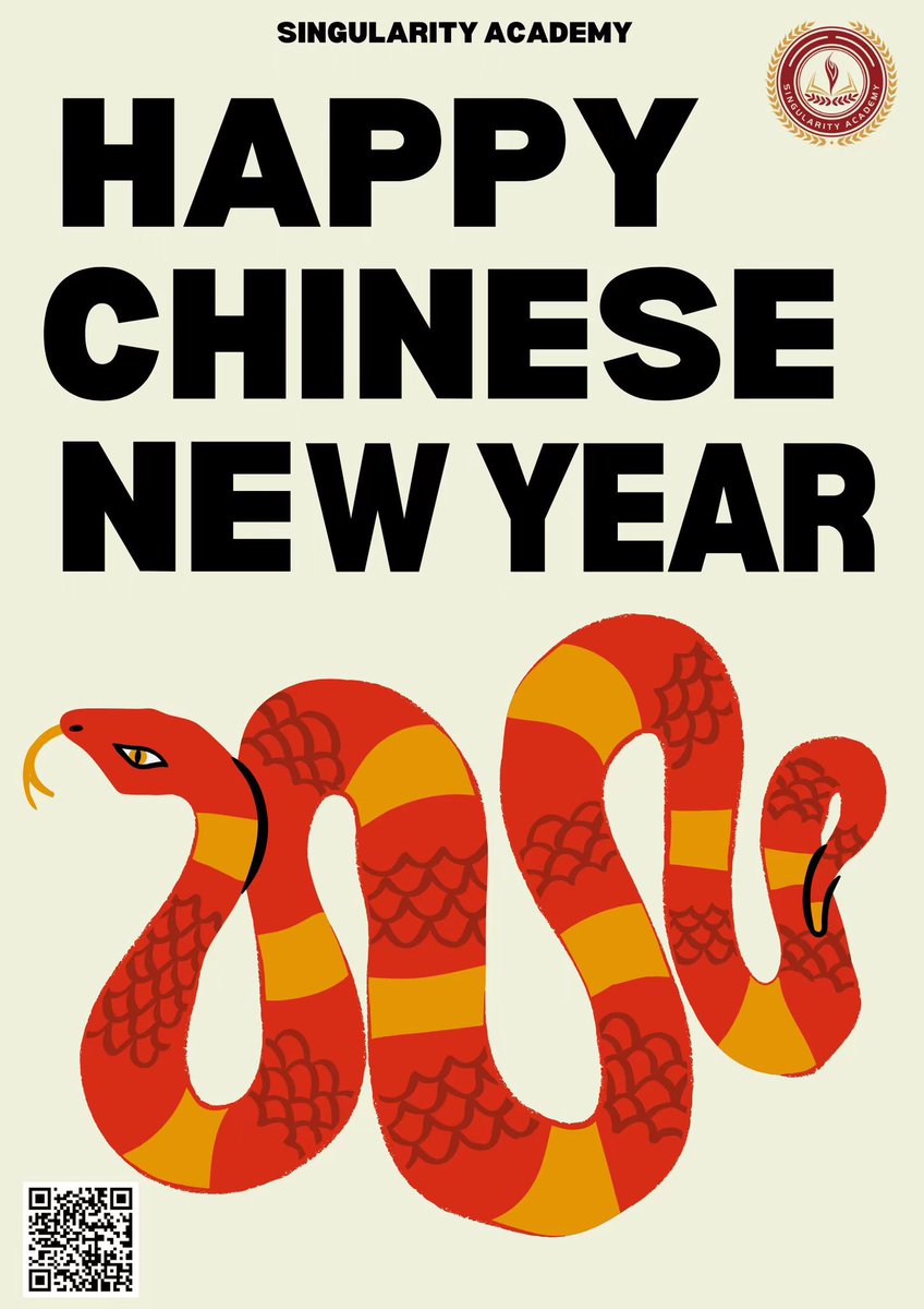 SingularityAca2's tweet photo. 🏮Happy Lunar Chinese New Year! 🧧 

As we farewell the Year of the Dragon 🐉 and welcome the Year of the 🐍 , Singularity Academy wishes you a year of innovation, growth, and endless possibility.  

In this season of renewal, we look forward to:  
1️⃣ Redefining the boundaries of education and technology.  
2️⃣ Building bridges across cultures and disciplines.  
3️⃣ Inspiring a future shaped by curiosity and collaboration.  

🥂 Here’s to a prosperous and transformative Year of the Snake! 

#LunarNewYear #YearOfTheSnake #Innovation #GlobalCollaboration #EducationForTheFuture #SingularityAcademy #CrossCulturalExchange #TechnologyAndHumanity #FutureOfEducation #DigitalTransformation #AIandEducation #GlobalInnovation #SmartLearning #FutureLeaders #TechForGood #Resilience #CuriosityDriven #NewBeginnings
