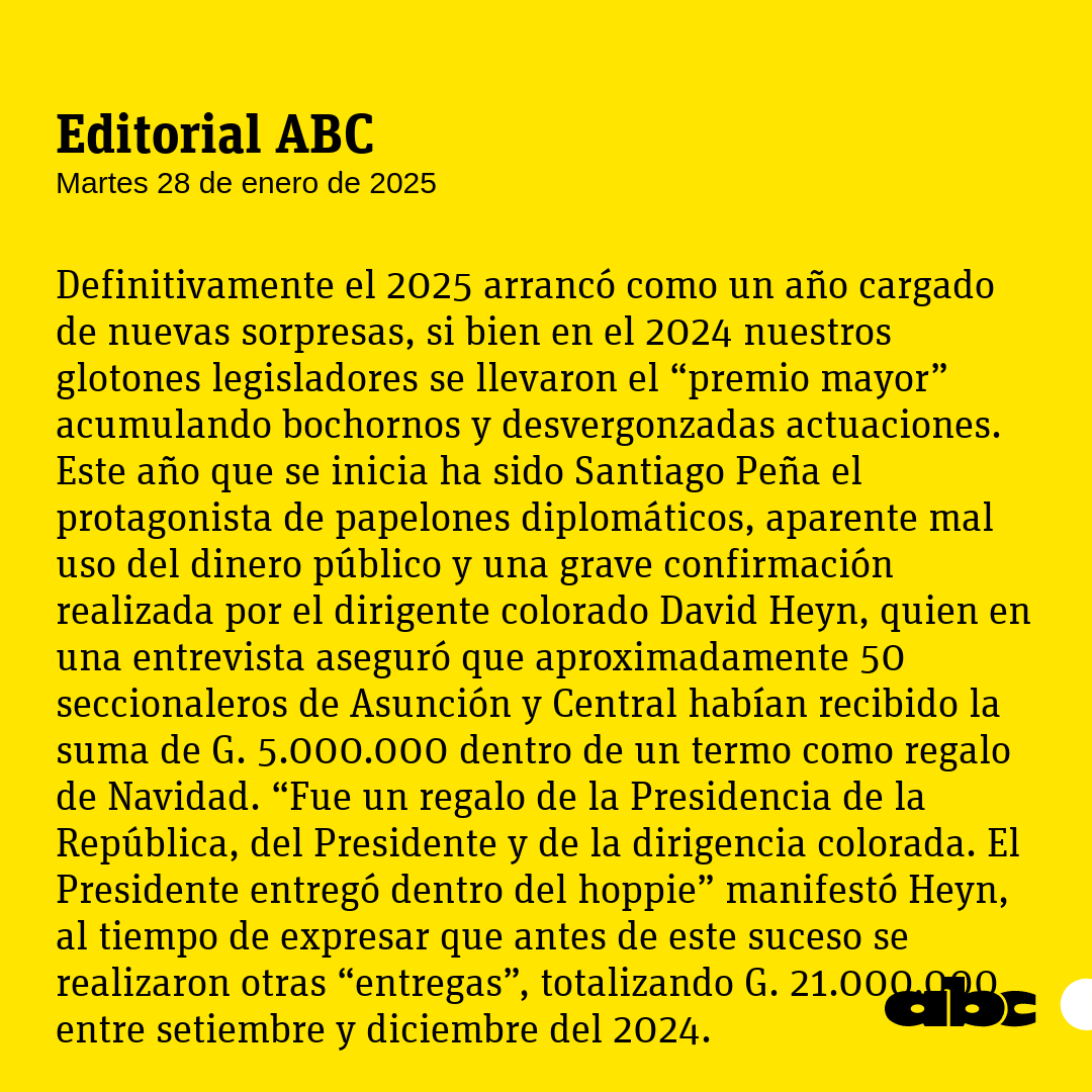 ABCDigital's tweet photo. #EditorialABC | "Investigar la supuesta distribución de dinero en termos entre colorados".
Leé más: https://t.co/rAHPZWYymg
🔴Canal de WhatsApp: https://t.co/zcjWhsOMQ8 https://t.co/87peBmLuMR