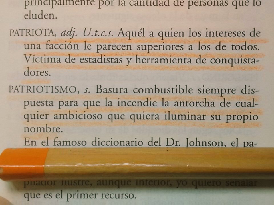 apatticus_finch's tweet photo. @irenevalmore @unicef_es A toda esa gente que no se quita la patria de la boca, los caló muy bien Ambrose Bierce. La gente que está más por las personas que por las banderas, siempre contigo, maestra. https://t.co/5XNftnje7W