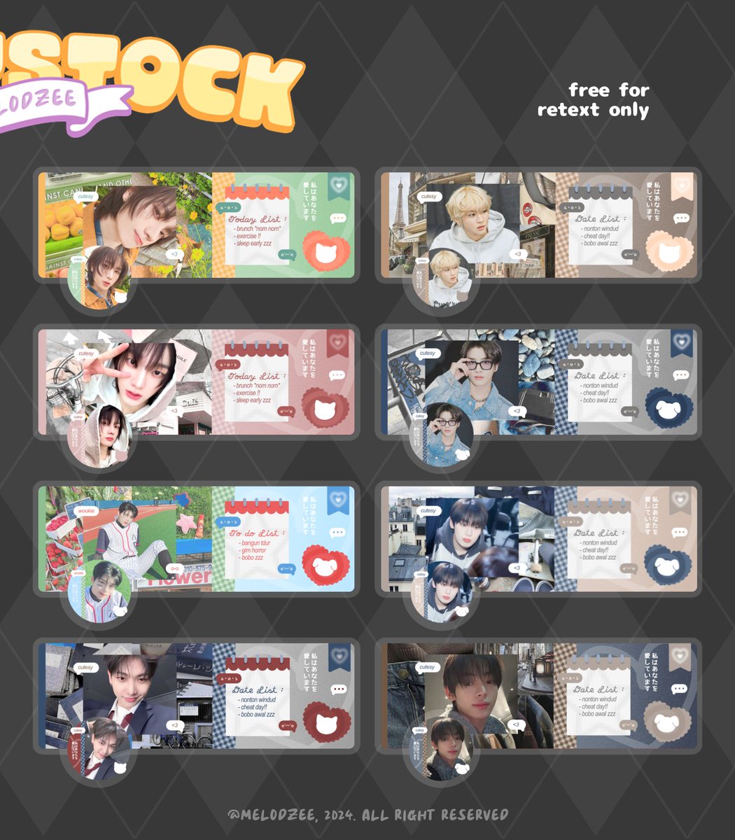 melodzee's tweet image. a help RTs will be appreciated 🐟💐

halo, aku bawa 50an layout ready stock girl group &amp;amp;&amp;amp; boy group, scroll down buat liat lebih banyak! 

💷 5OOO - 8OOO (QRIS) 
!! diskon &amp;amp; free layout kalo take 2 or more !!
#zonauang