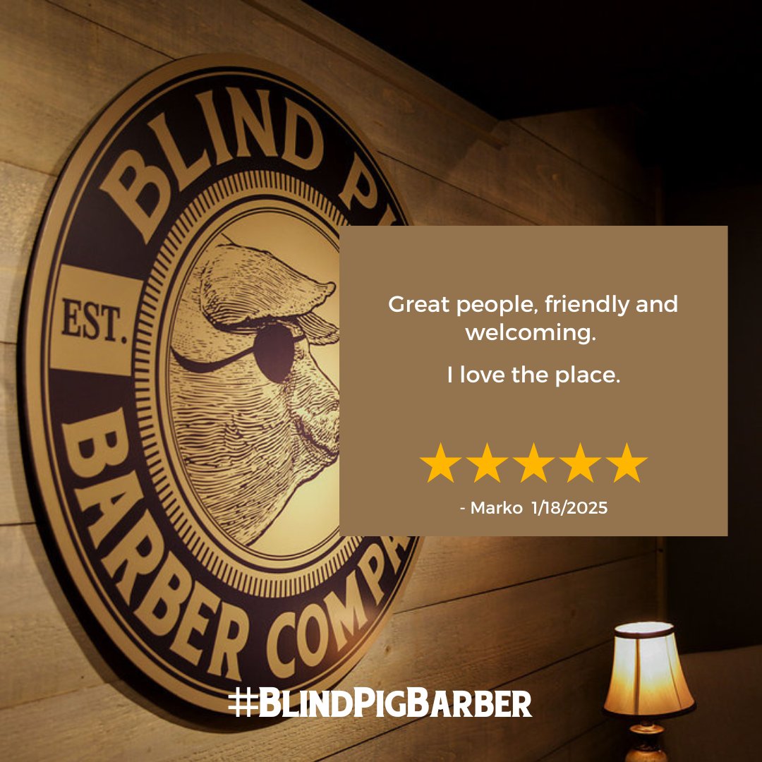 Things that you should want from your barbershop:
✅ Great people
✅ Friendly
✅ Welcoming
We got you covered. When you are ready to book your next haircut, go to our website or call 207-536-8192.

#TestimonialTuesday #BlindPigBarber #OldPortMaine