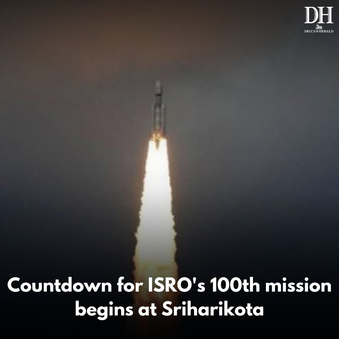 DeccanHerald's tweet photo. The 27-hour countdown commenced on Tuesday for #ISROs historic 100th mission—-launch of a Navigation satellite onboard a #GSLVrocket— from this spaceport, sources in the space agency said.
https://t.co/x2Sox3gm2x https://t.co/F5EmMj1ULY