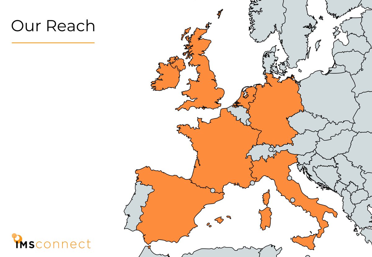Did you know the span of our reach at IMS connect? 

We are proud to partner with businesses in several countries across Europe, with plans to continue expanding. Wherever you are, IMS connect is here to support your goals across our range of experiences and solutions.