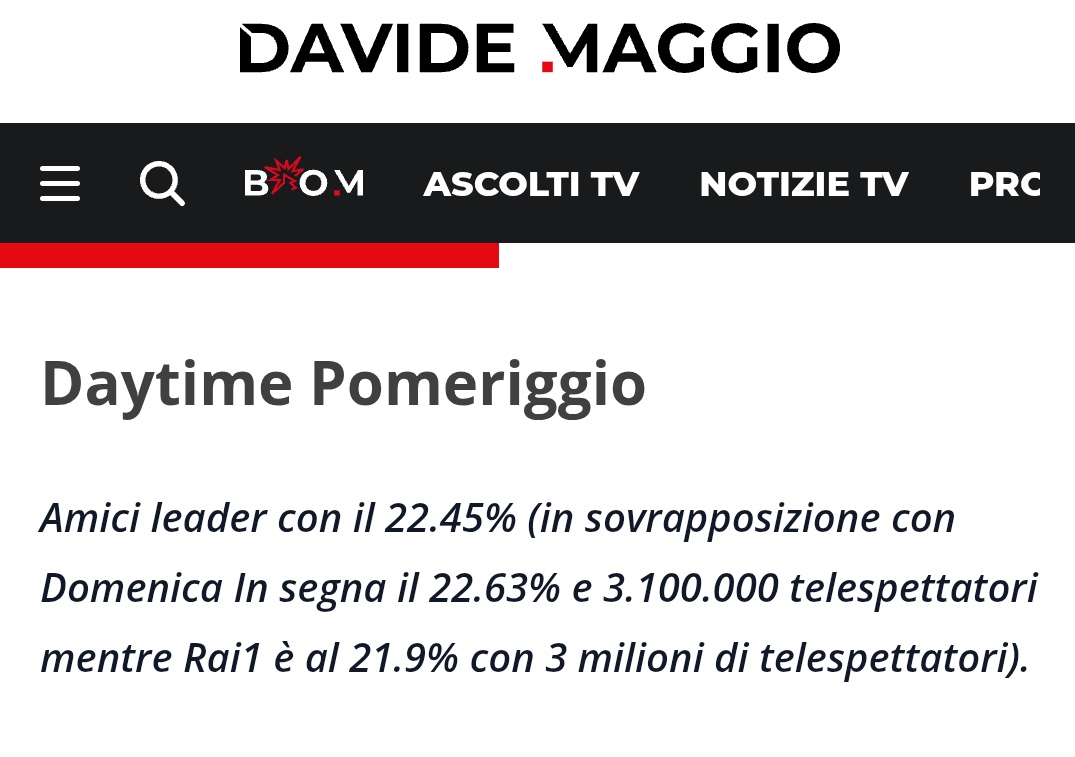 TheLedyInYellow's tweet photo. @Cinguetterai In sovrapposizione dalle 14:02 alle 15:57 #Amici24 3.100 22.6%, #DomenicaIn in 3.009 21.9%. Ci sono dei dati UFFICIALI nella sovrapposizione tra i due programmi che sono inconfutabili. Amici è sopra Rai 1 la prima ora, Venier nell'ultima. #ascoltitv https://t.co/2L90htZGJW