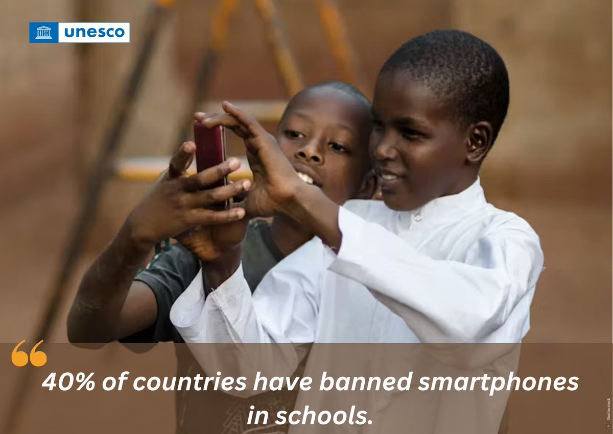 40% of countries now ban them, up from 24% after the 2023GEMReport.

Bans can boost learning, safeguard privacy, and support mental health.

Ban or balance? What’s your take? Share your thoughts below!

Learn more: unesco.org/en/articles/sm…