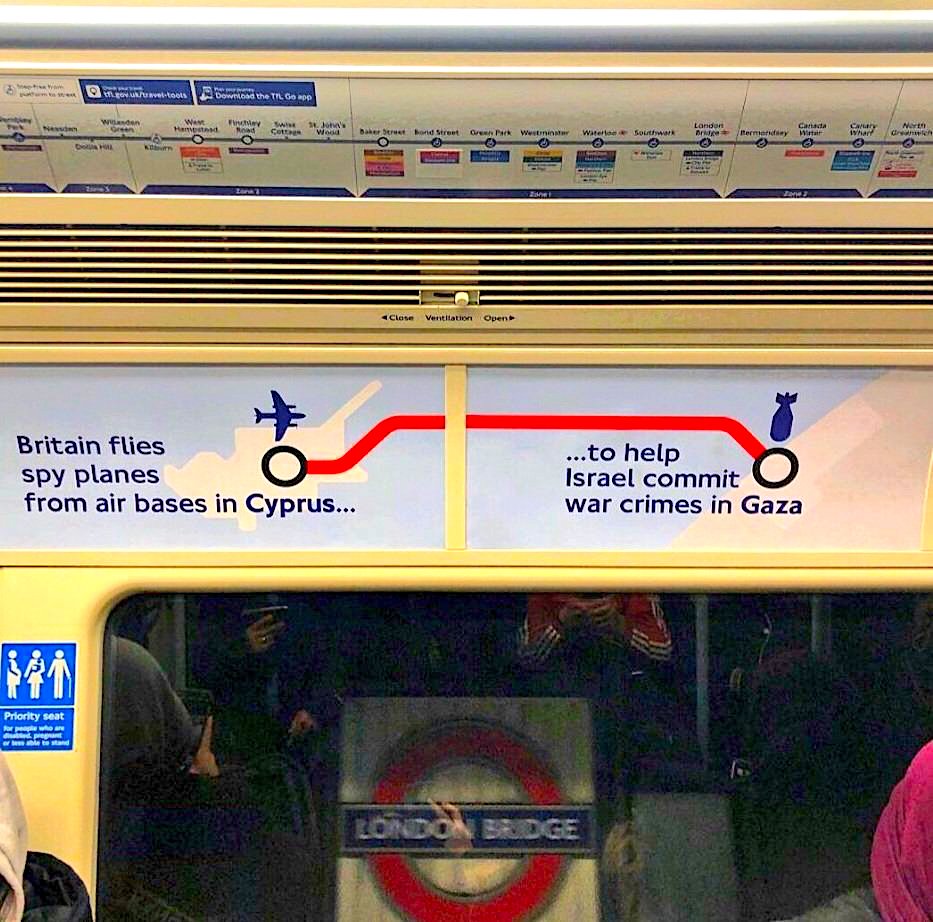 Spotted on the London tube.

The levees have breached. Truth is pouring out.

Former/current British ministers <a href="/RishiSunak/">Rishi Sunak</a>, <a href="/Keir_Starmer/">Keir Starmer</a>, @GrantShapps, <a href="/JohnHealey_MP/">John Healey</a>, <a href="/David_Cameron/">David Cameron</a>, <a href="/DavidLammy/">David Lammy</a> must be indicted by ICC.

We will push ceaselessly for justice.