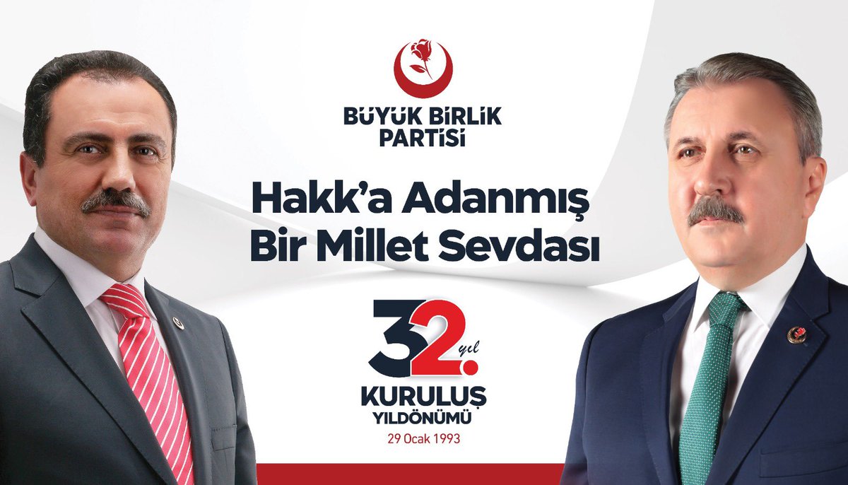 Büyük Birlik Partisi 32 Yaşında..
Nice Senelere Siyasetin Yüz Akı 🇹🇷☝🏻