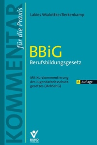 Neuauflage "Lakies/Malottke/Berkenkamp: BBiG - Berufsbildungsgesetz. Mit Kommentierung des Jugendarbeitsschutzgesetzes (JArbSchG)".
8. Aufl., 985 Seiten, <a href="/BundVerlag/">Bund-Verlag</a>, € 89,- 
--&gt; schweitzer-online.de/go/product/B64…