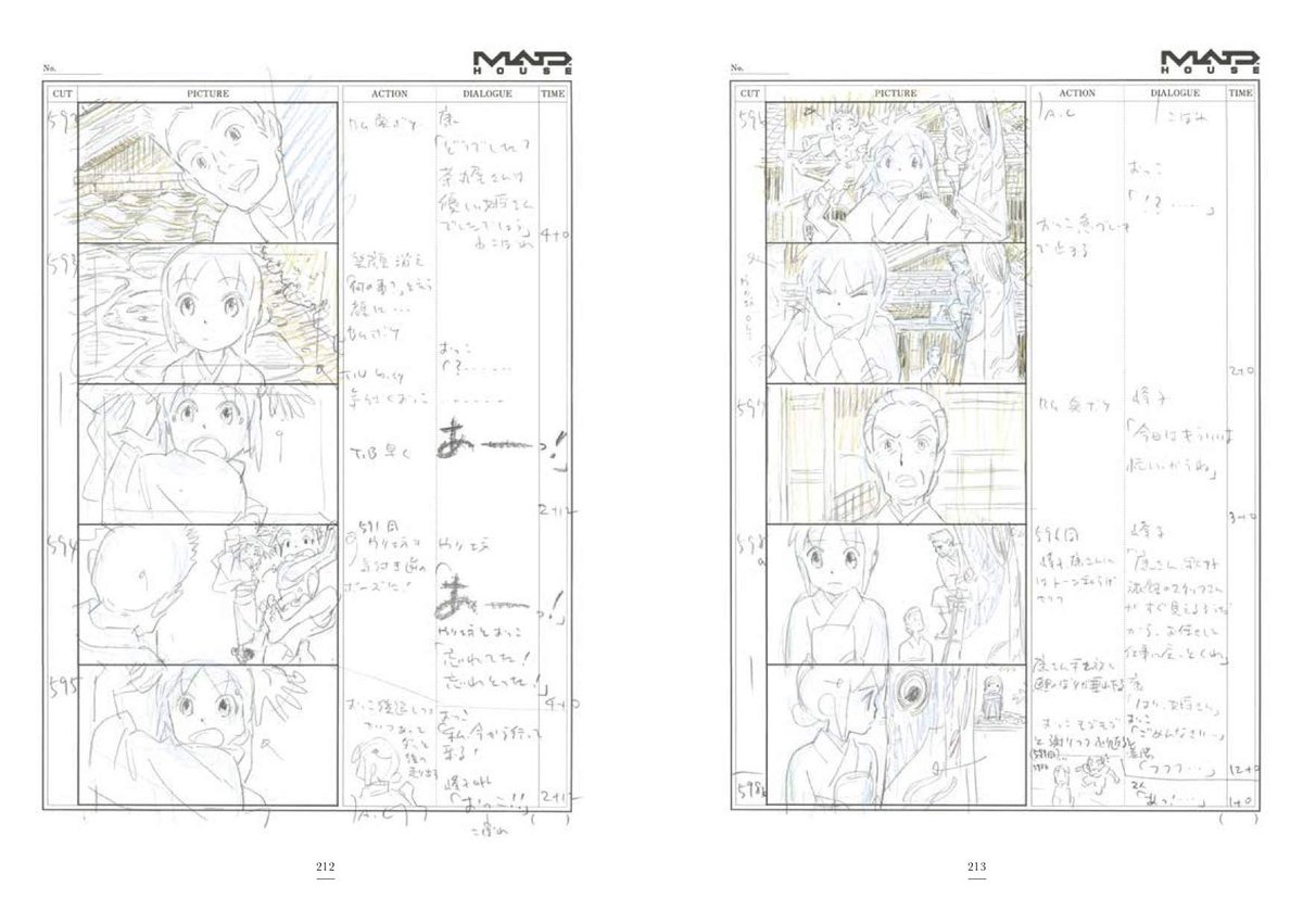 劇場版『若おかみは小学生!』の絵コンテ決定稿には本編で使われていないシーン、使われていないカットがあります。例えば、主人公のおっこを妊娠している時期の母親が、おばあちゃんと話をする場面。本書籍にはそれらも含めて決定稿の全ページを収録。 