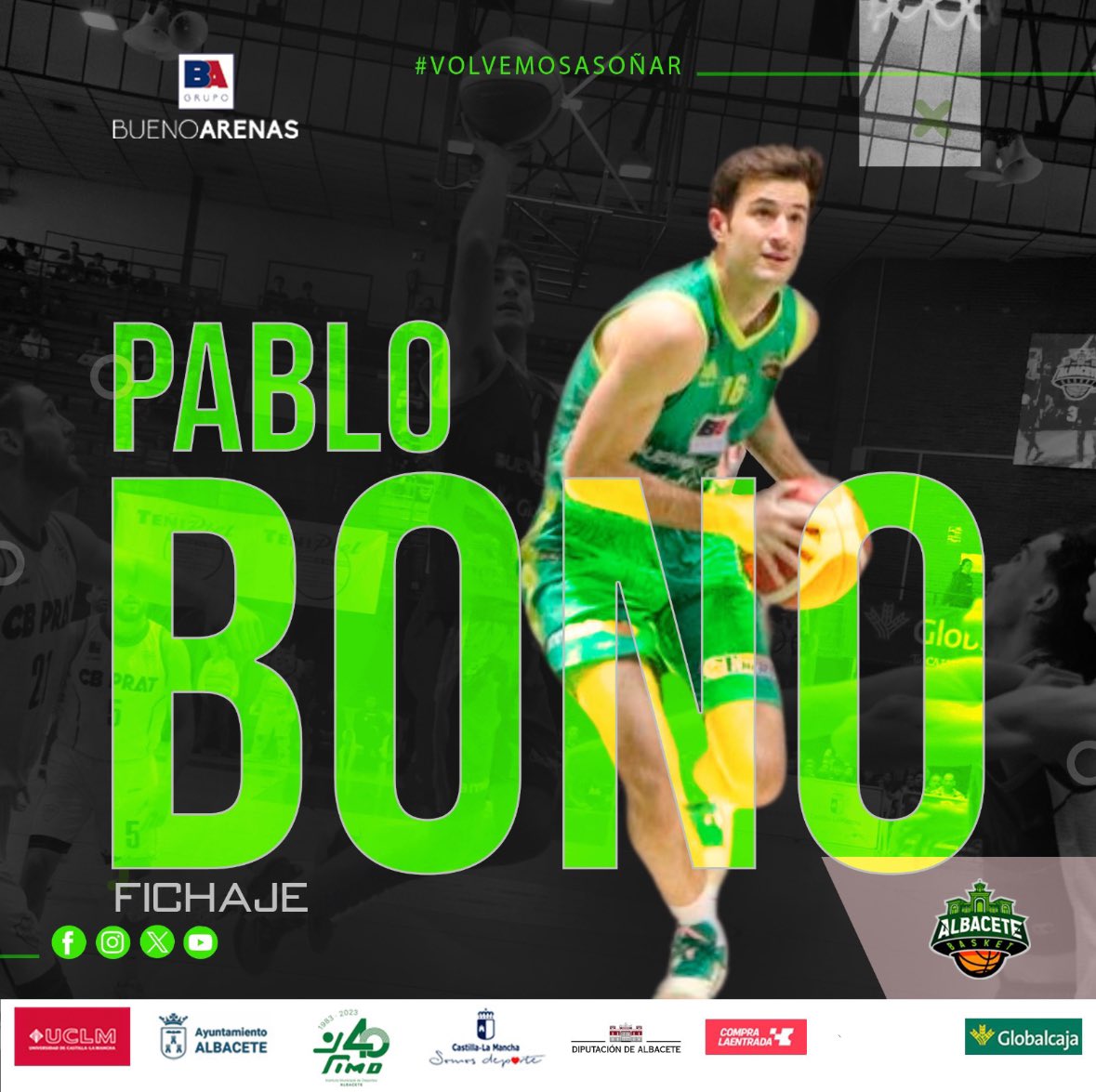 🆕 Pablo Bono está de vuelta.

🧲 Tras finalizar sus estudios universitarios, el jugador valenciano que ya estuvo en nuestras filas la pasada temporada vuelve al pabellón del parque para seguir aportando energía y rebote al equipo.

#VolveraSOÑAR
#JUNTOS
#RuidoParqueRuido