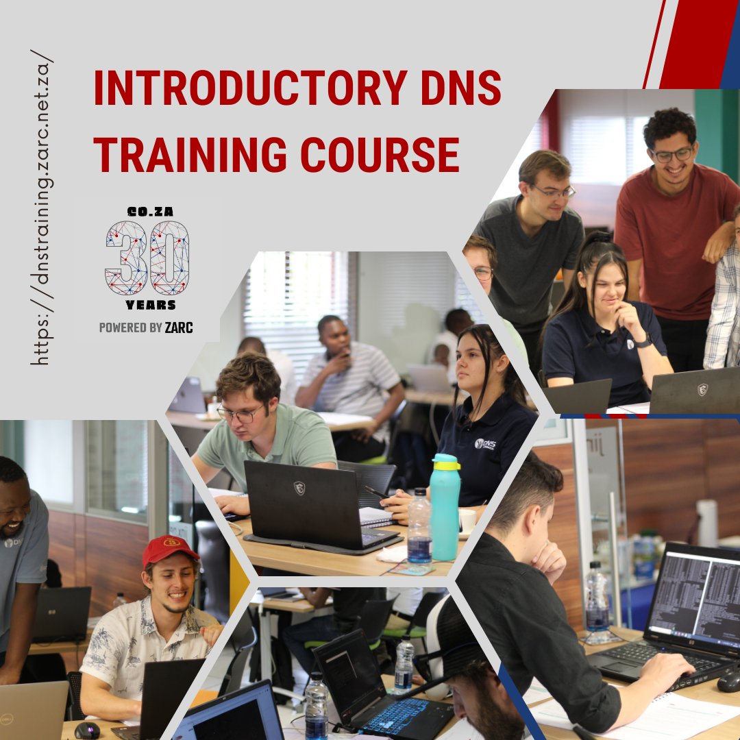 ZaRegistry's tweet photo. Join us for the DNS Introductory Training Course, hosted by ZARC
π
Dates: March 3β6, 2025
π Location: COZA House, Midrand, Johannesburg
π Register now: https://t.co/Rr6oCb2BfJ
#DNSTraining #ZARC #Networking #DNSSEC https://t.co/sFWvaUUg5B